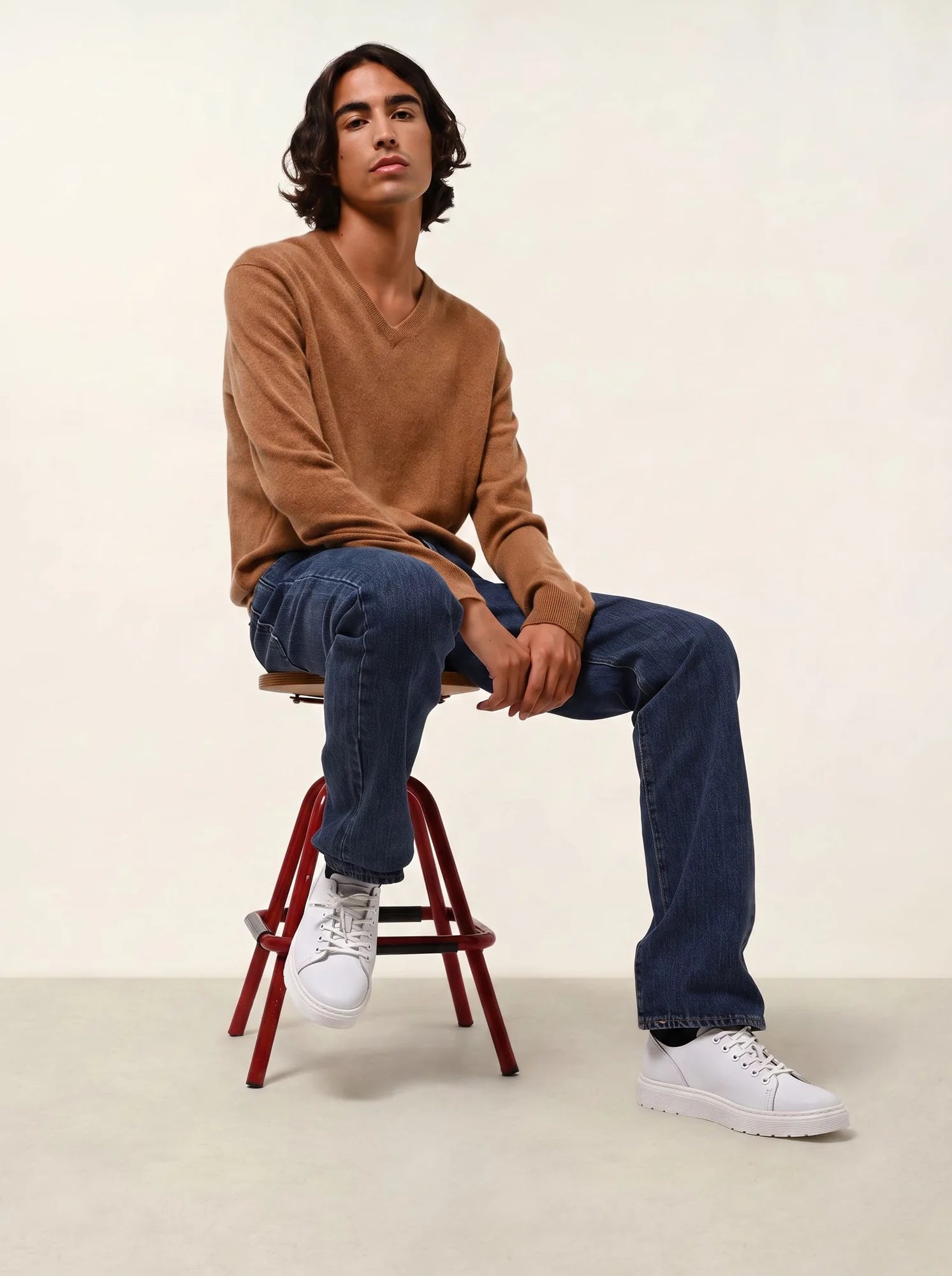 AGEL pull col V noisette