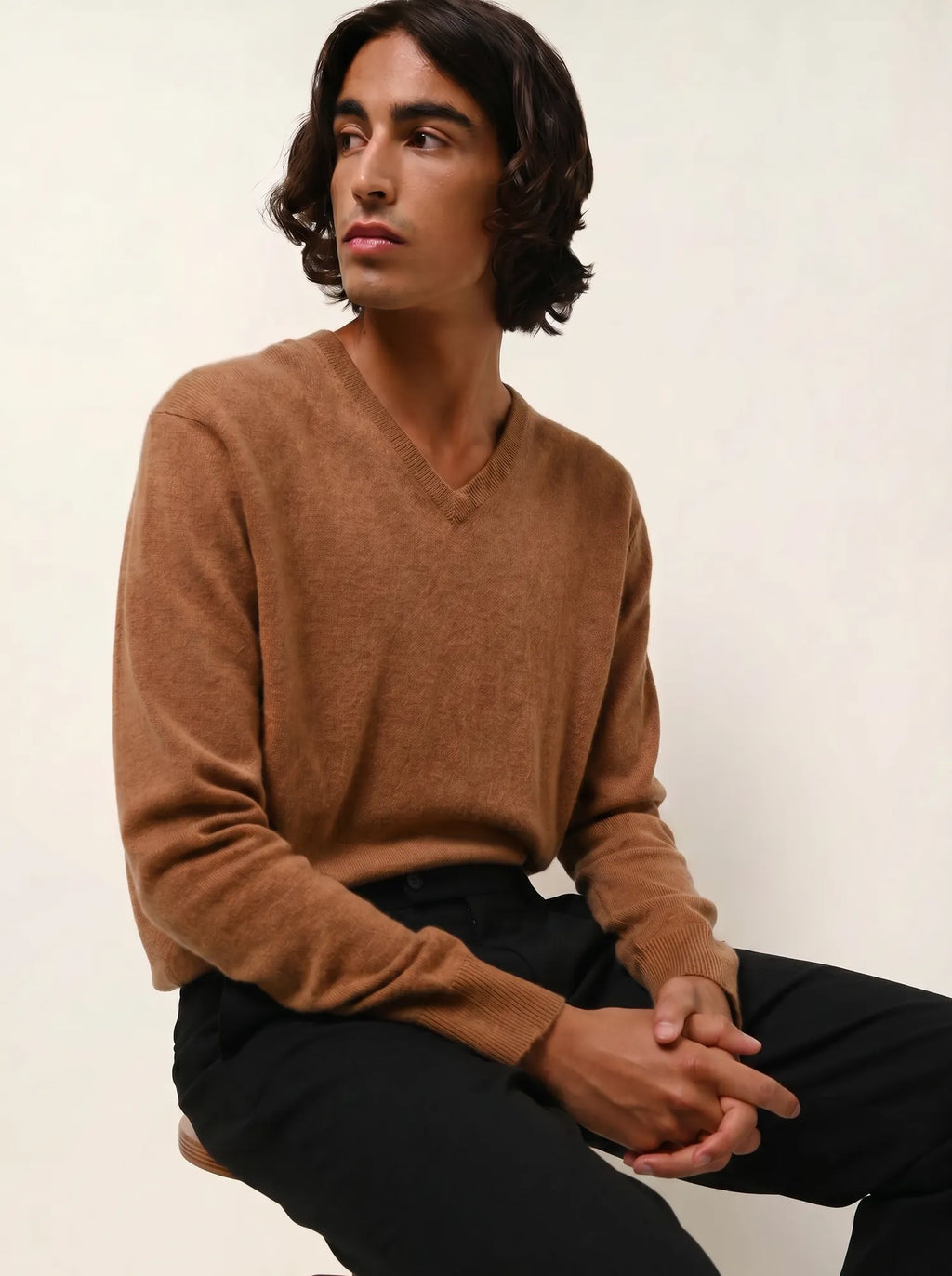 AGEL pull col V noisette