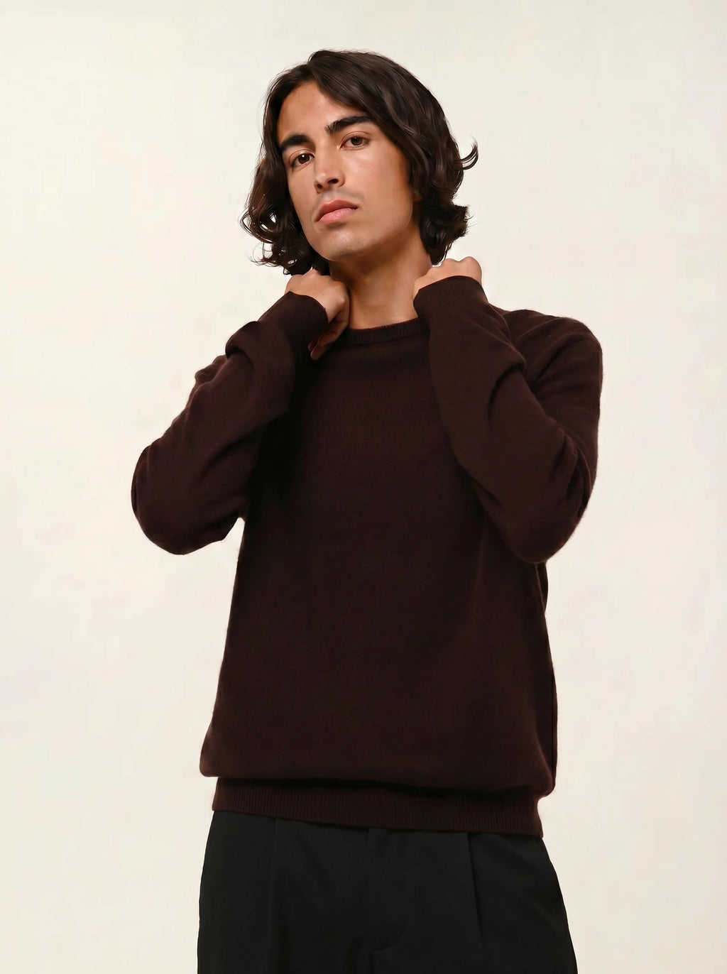 AIGLIÈRE pull col rond choco