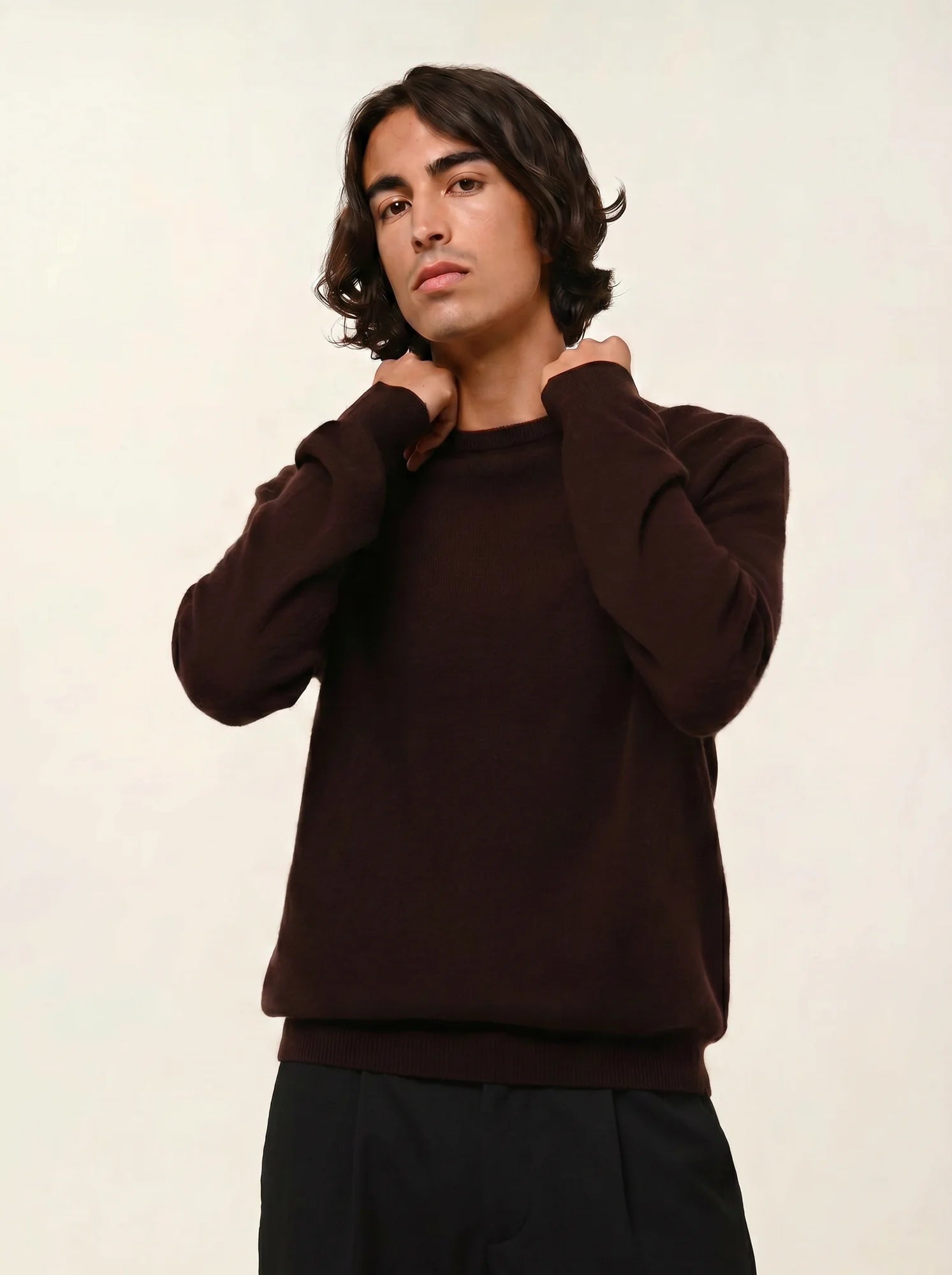 AIGLIÈRE pull col rond choco
