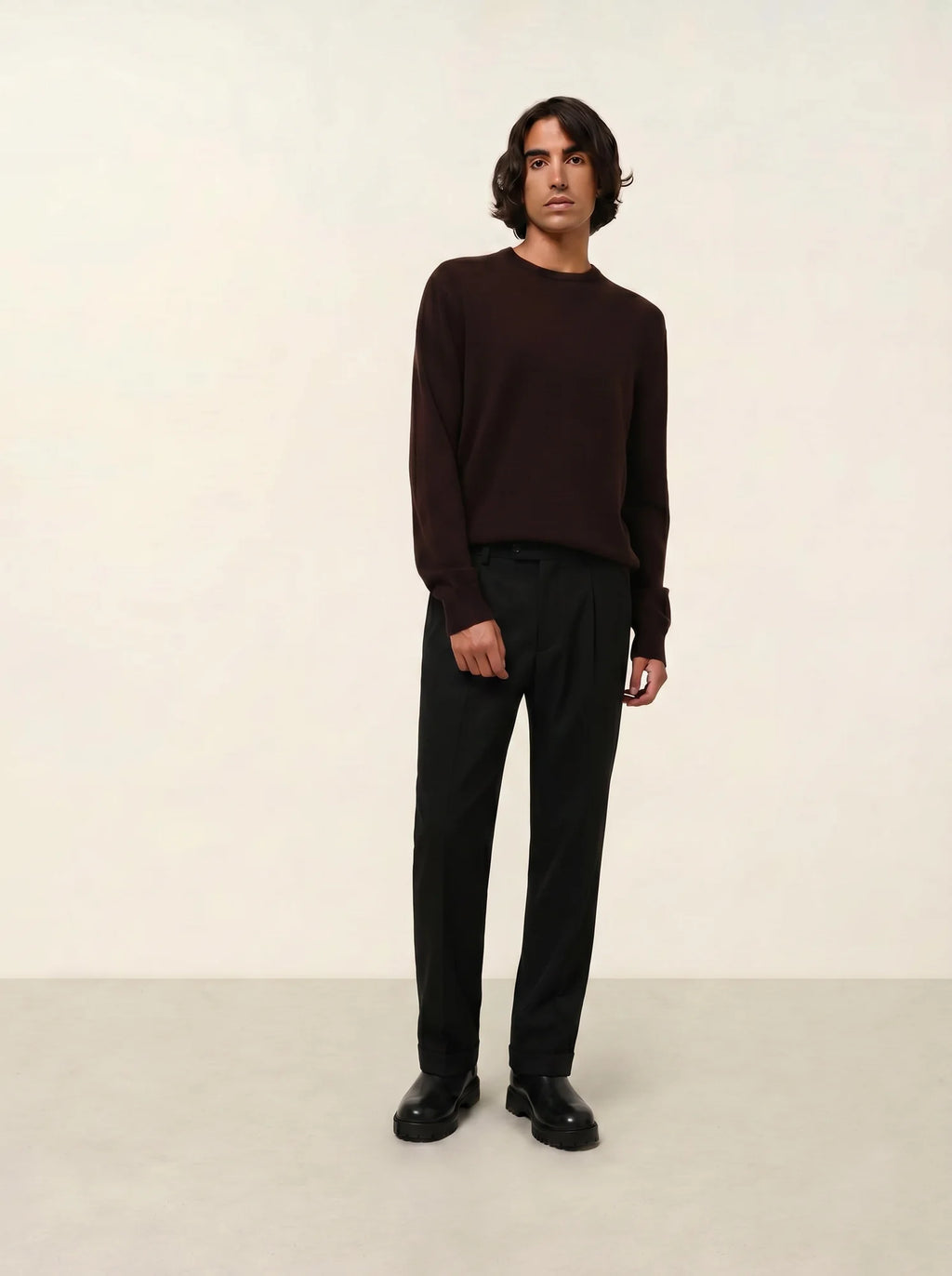AIGLIÈRE pull col rond choco