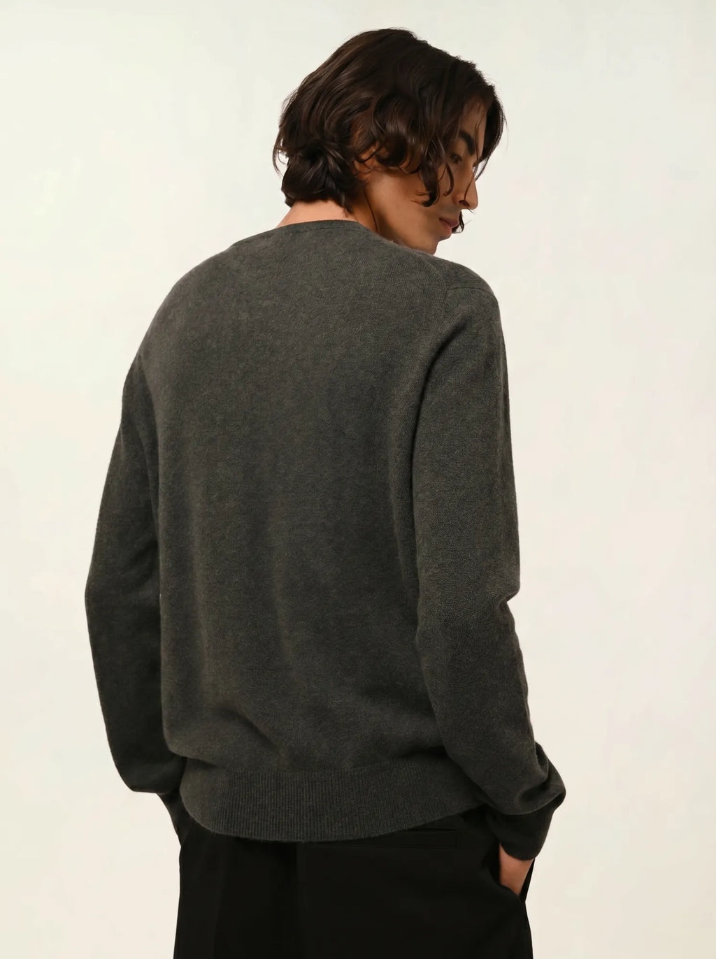AIGLIÈRE pull col rond kaki chiné