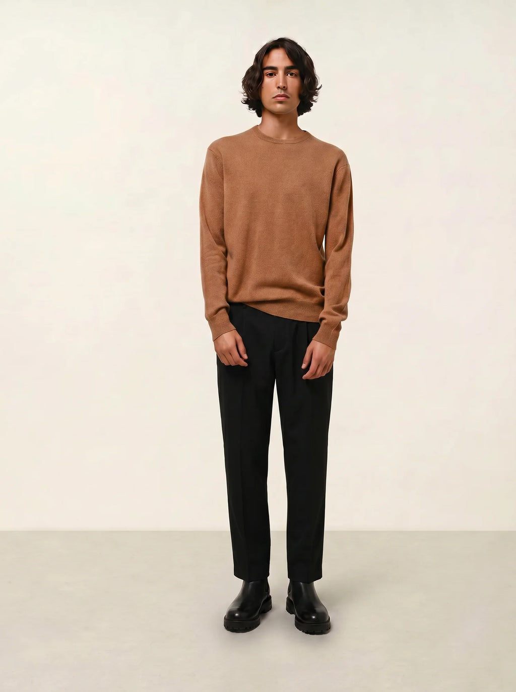 AIGLIÈRE pull col rond noisette