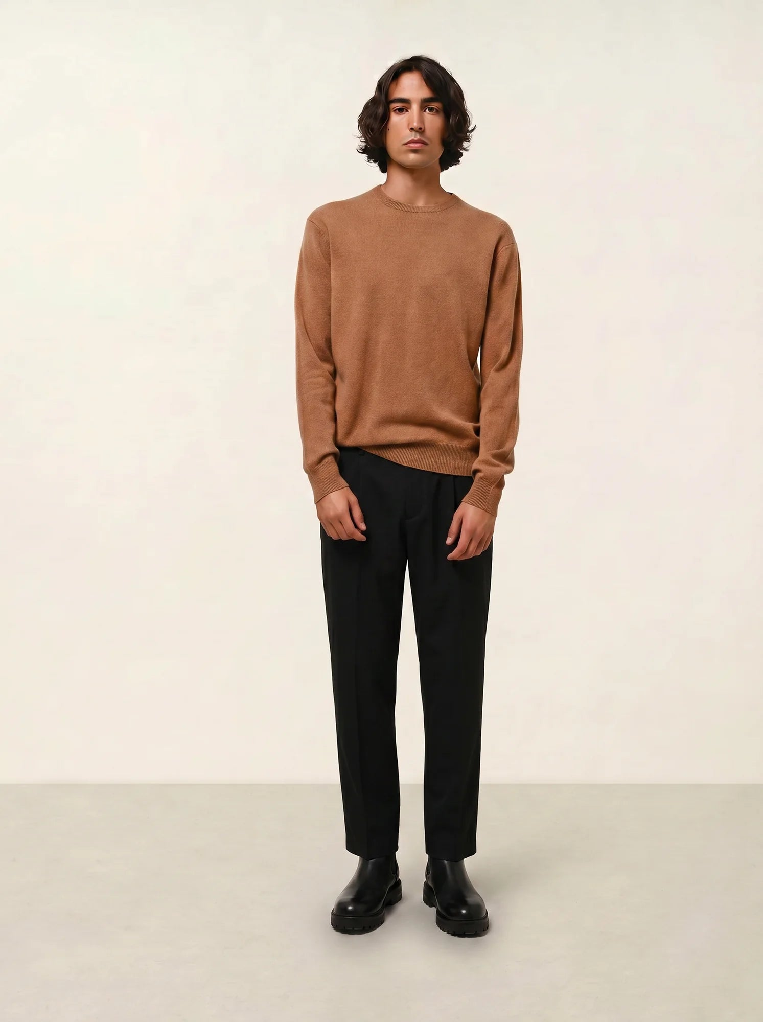 AIGLIÈRE pull col rond noisette