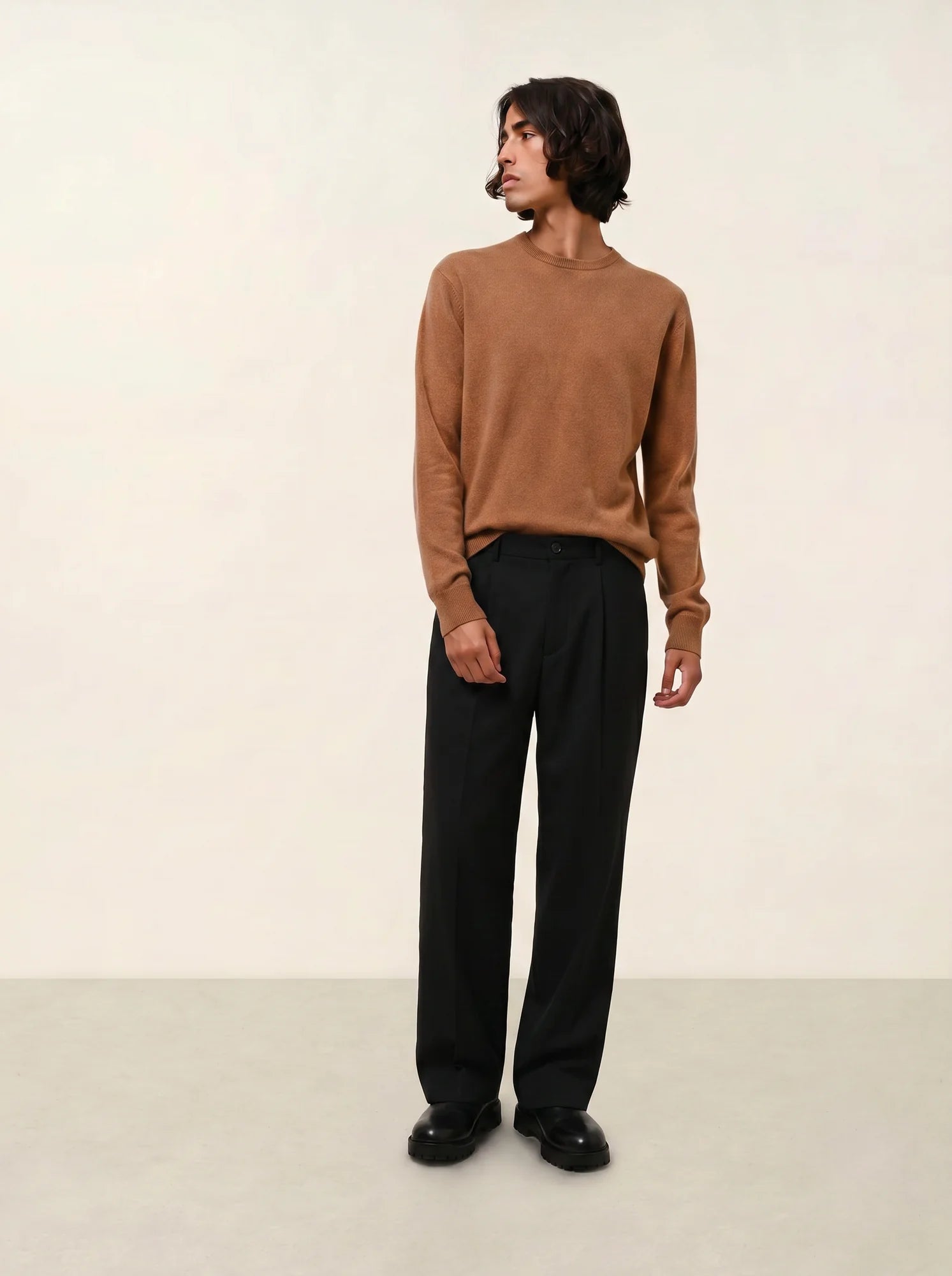 AIGLIÈRE pull col rond noisette