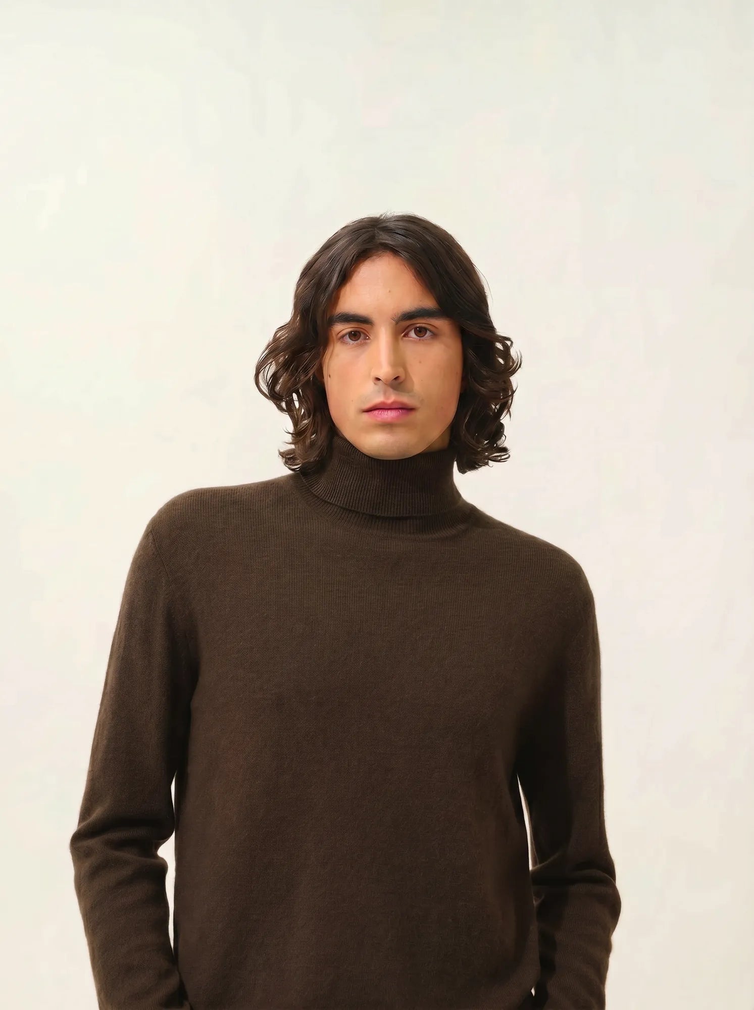 BANGE pull col roulé choco