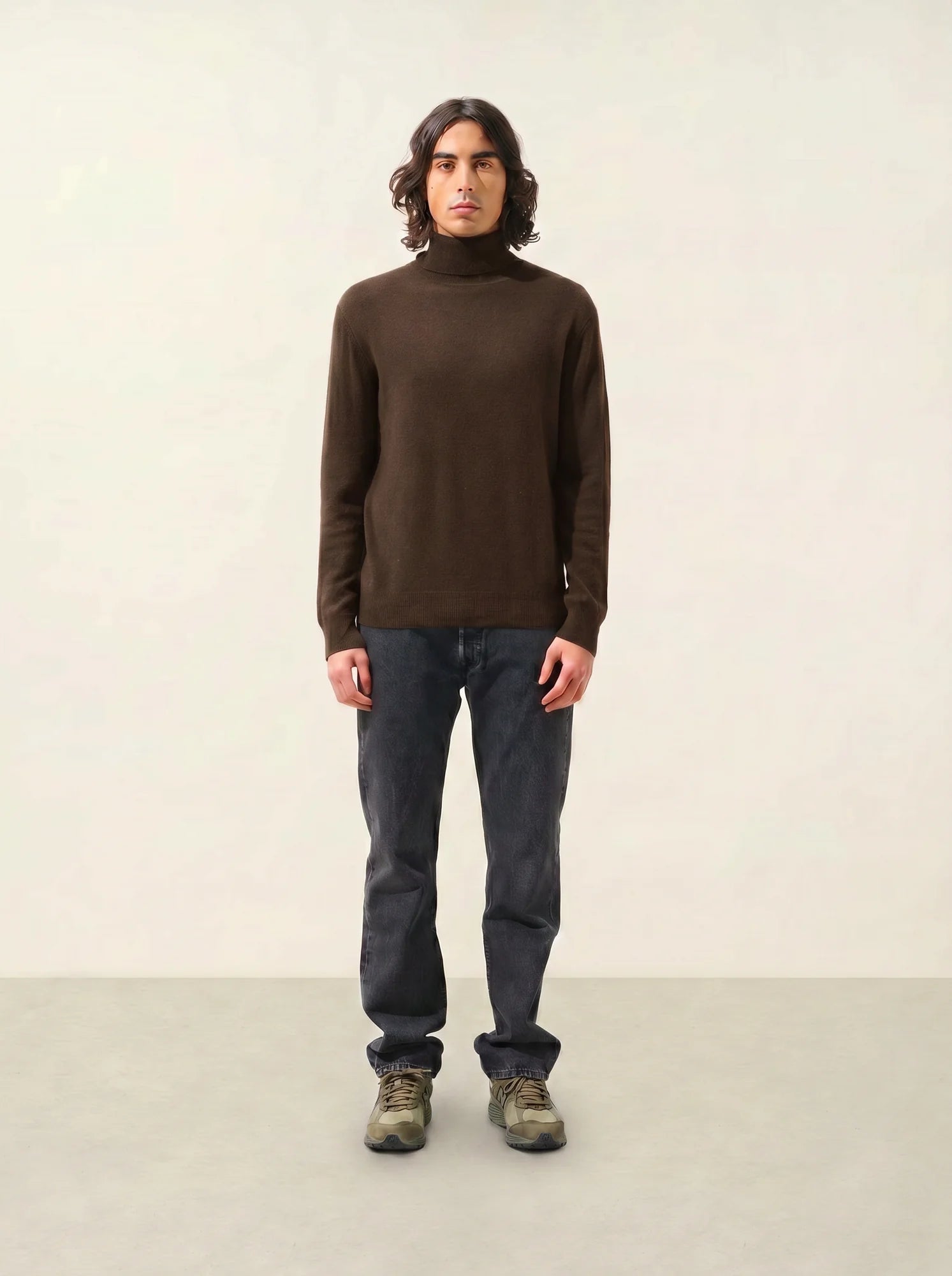 BANGE pull col roulé choco