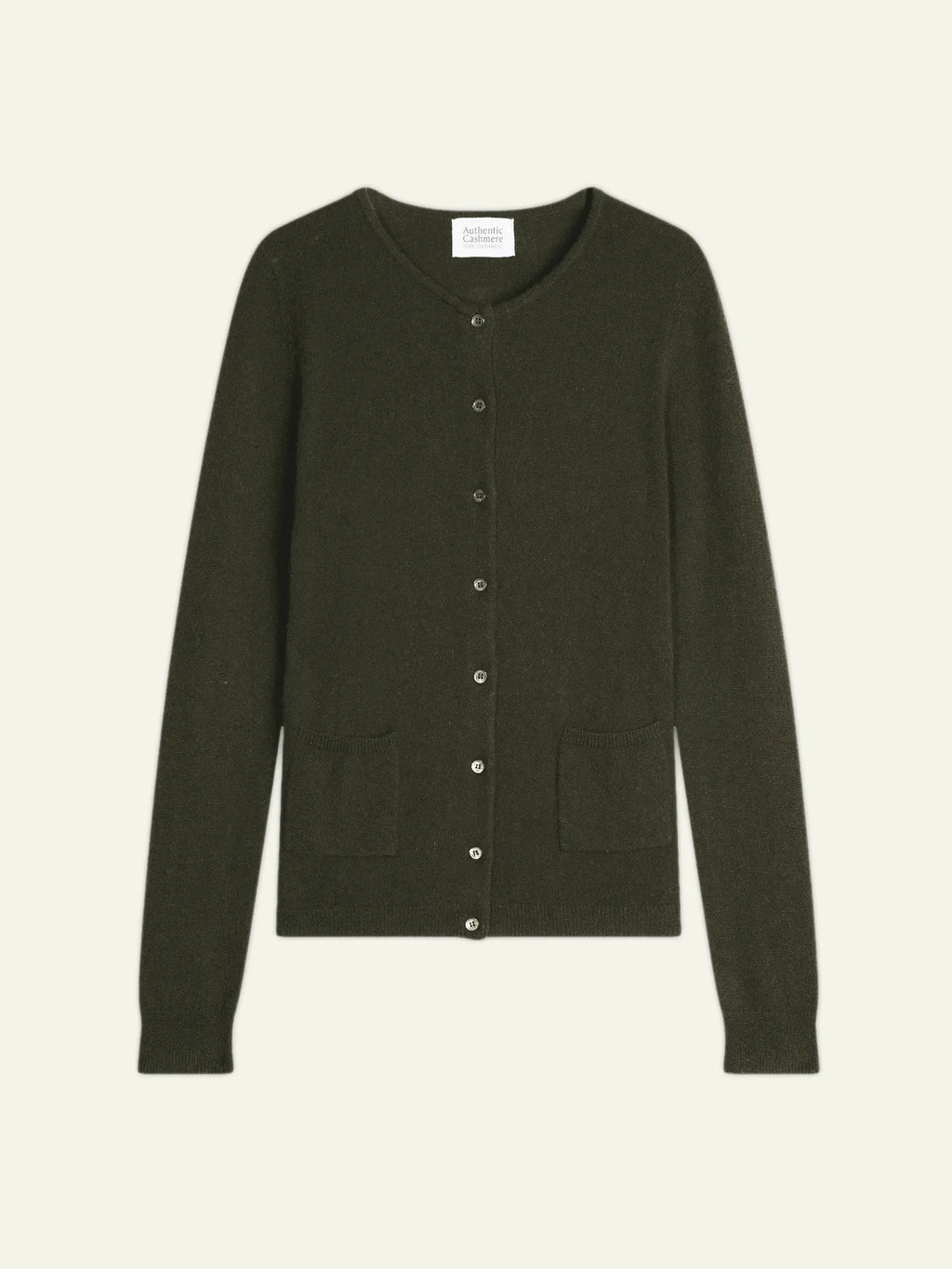 CARON cardigan col rond kaki