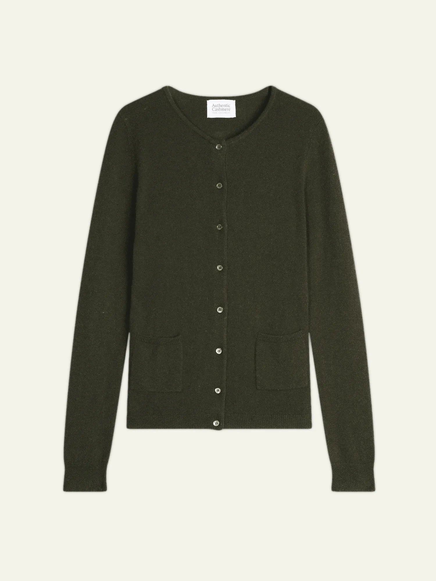 CARON cardigan col rond kaki