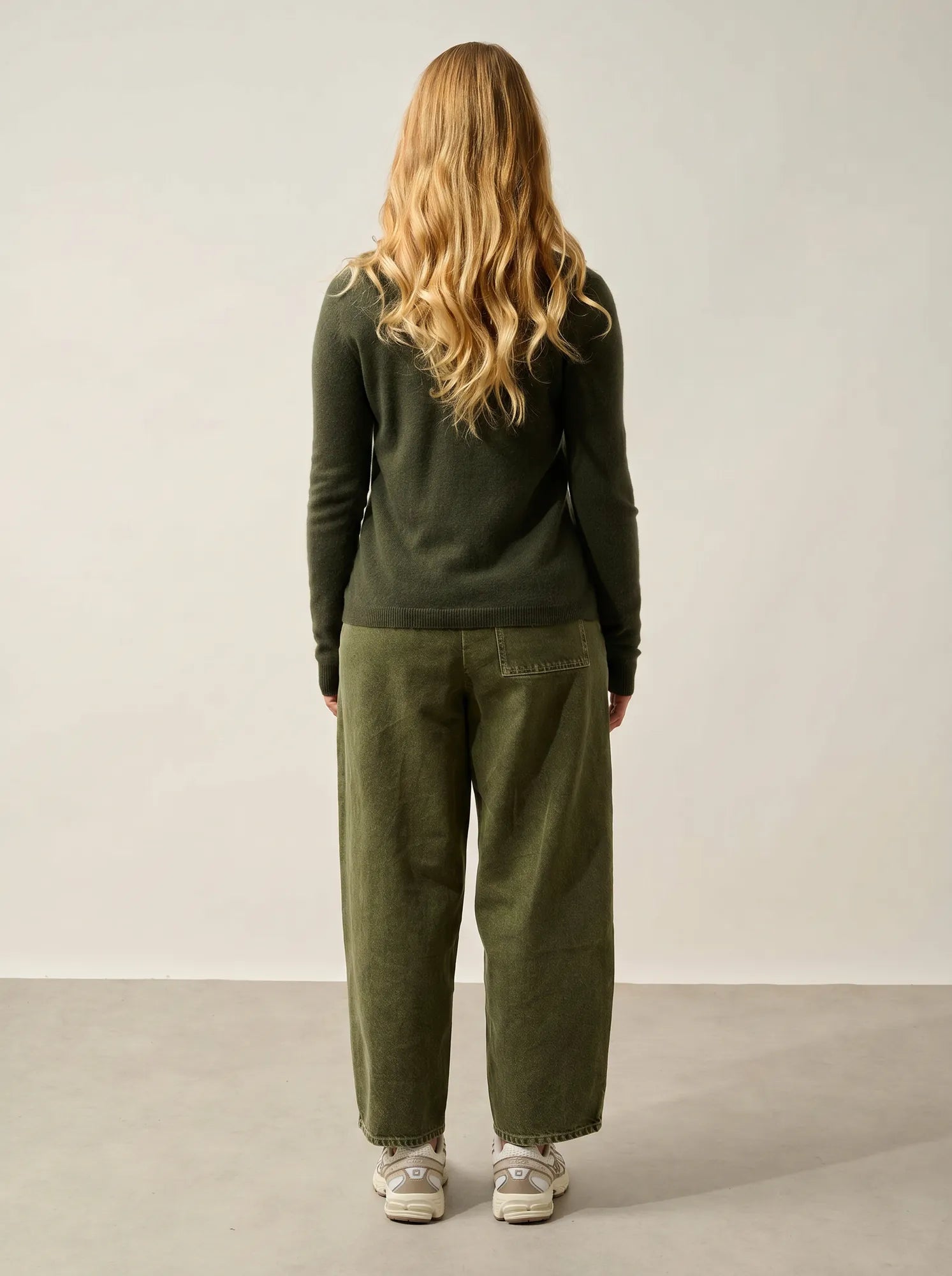 CARON cardigan col rond kaki