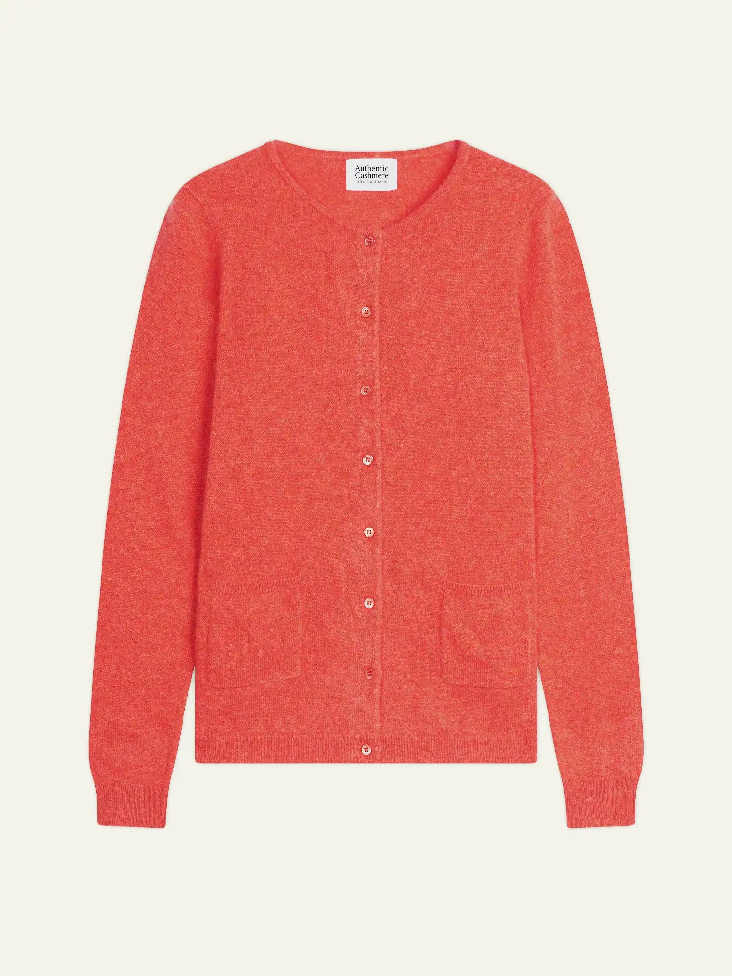 CARON Strickjacke Rundhalsausschnitt Orange meliert