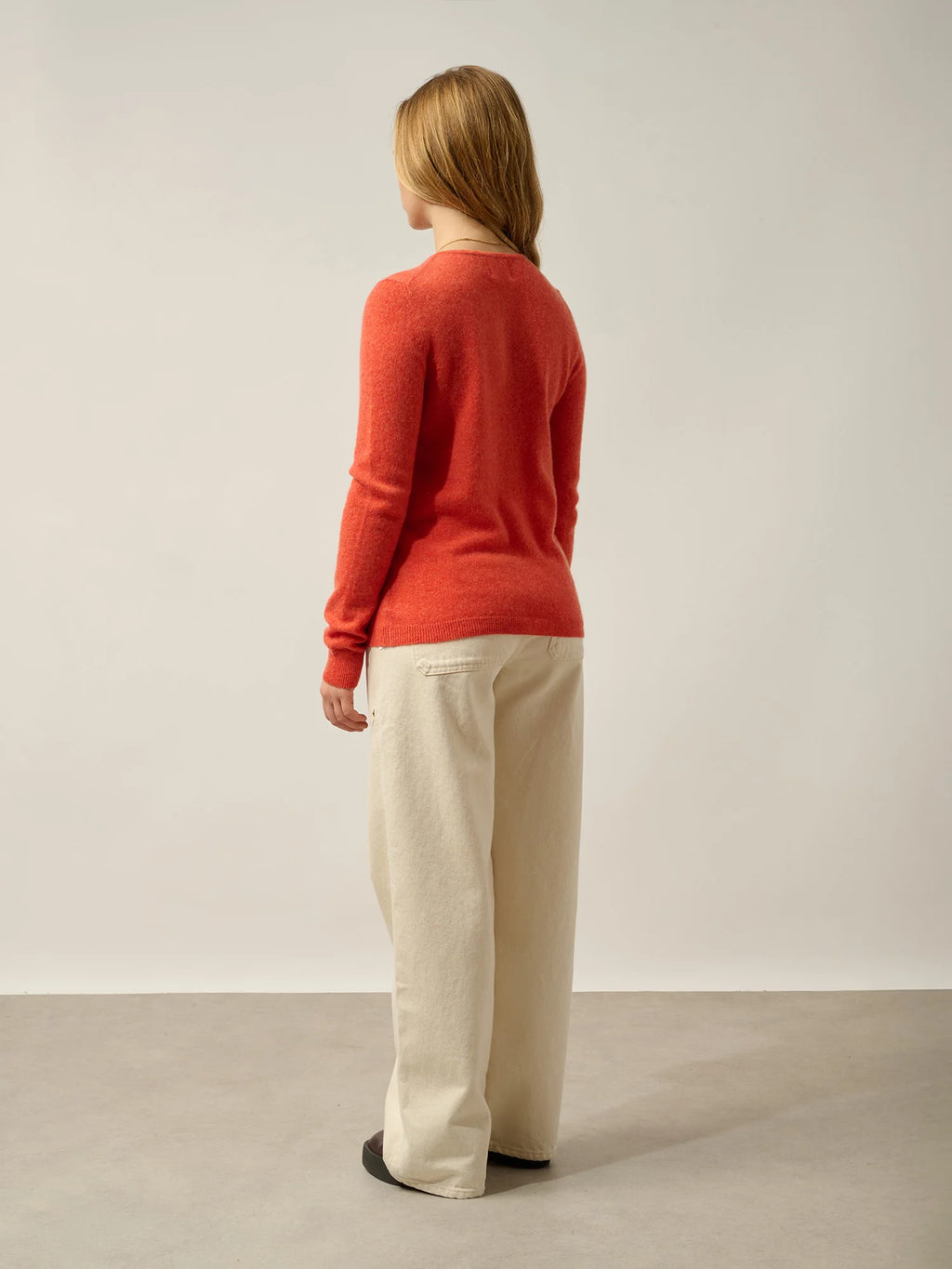 CARON Strickjacke Rundhalsausschnitt Orange meliert