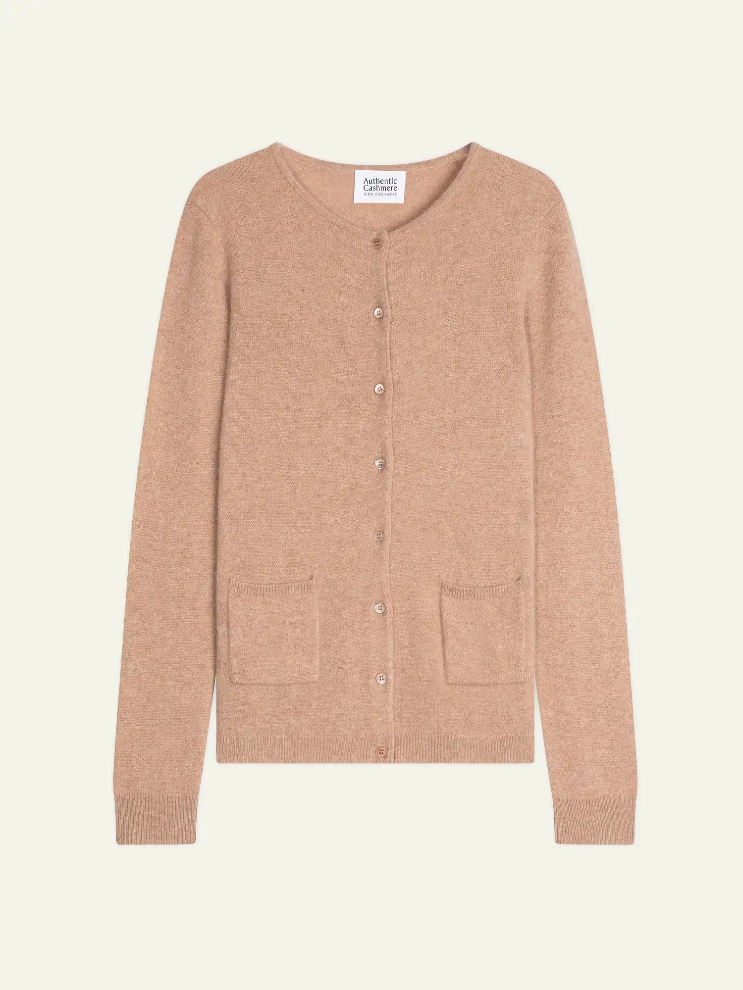 CARON cardigan col rond camel chiné