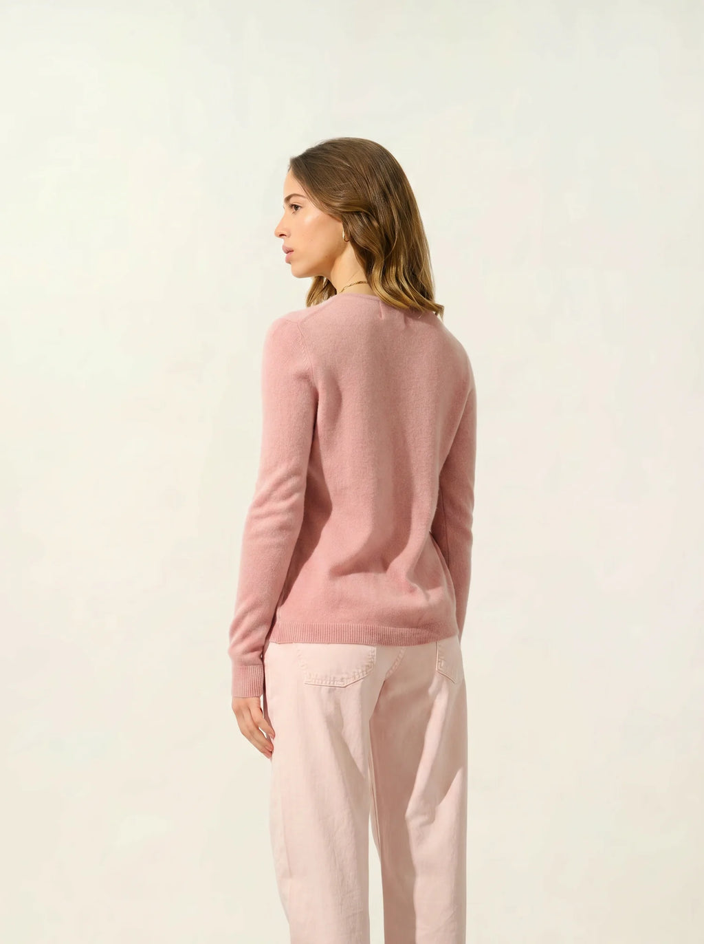 CARON cardigan col rond bois de rose