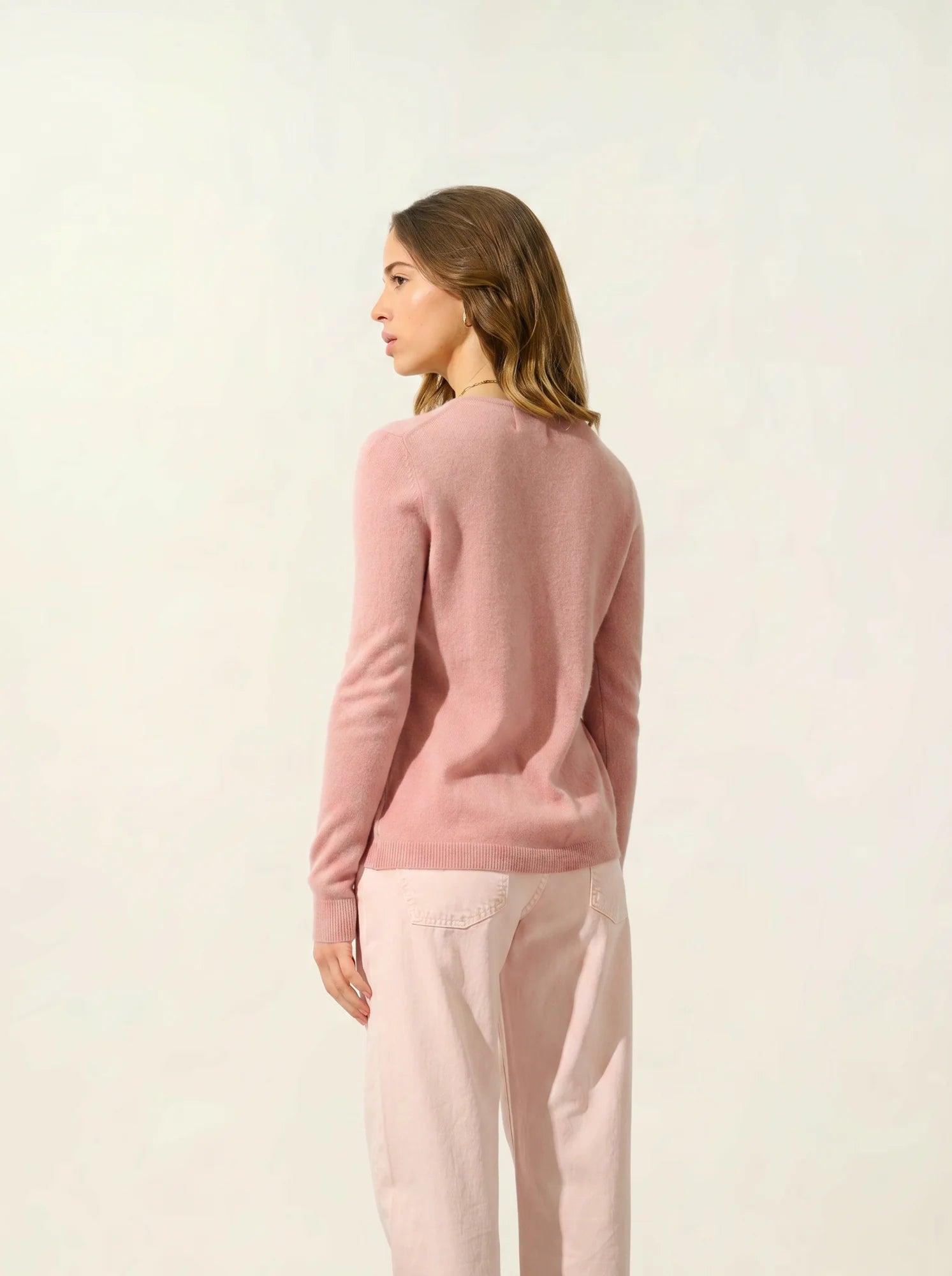 CARON cardigan col rond bois de rose
