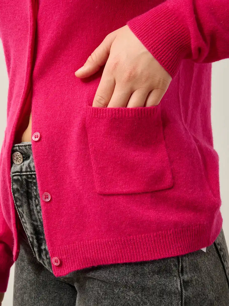 CARON Strickjacke Rundhalsausschnitt Fuchsia