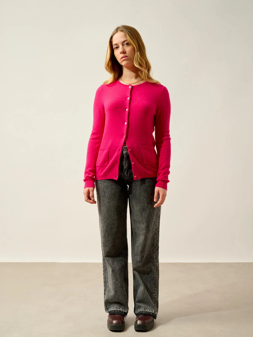 CARON Strickjacke Rundhalsausschnitt Fuchsia