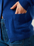 CARON cardigan col rond outremer