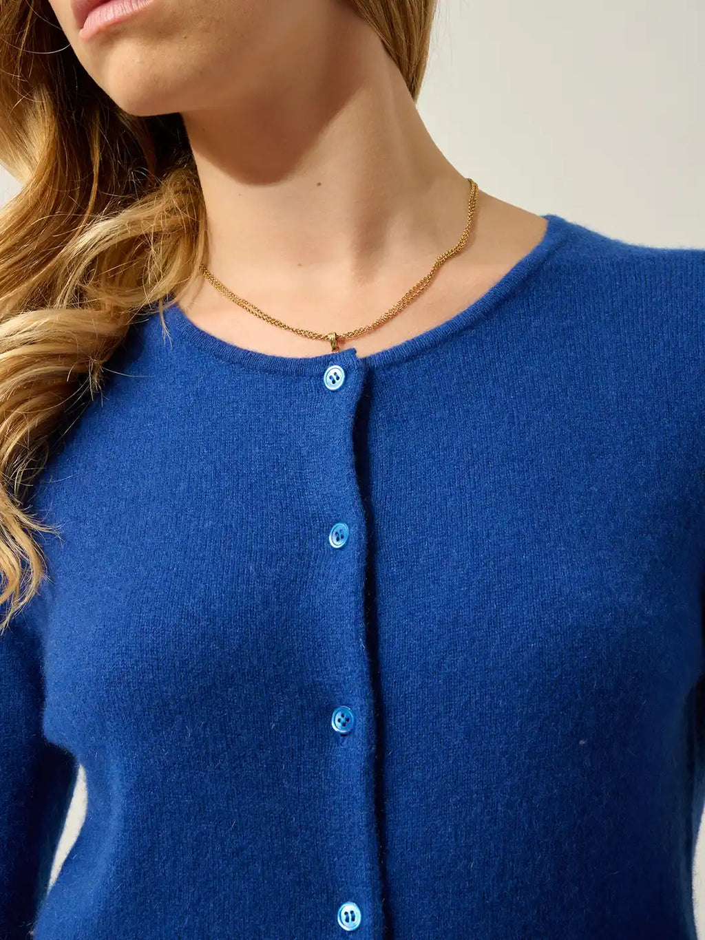 CARON cardigan col rond outremer