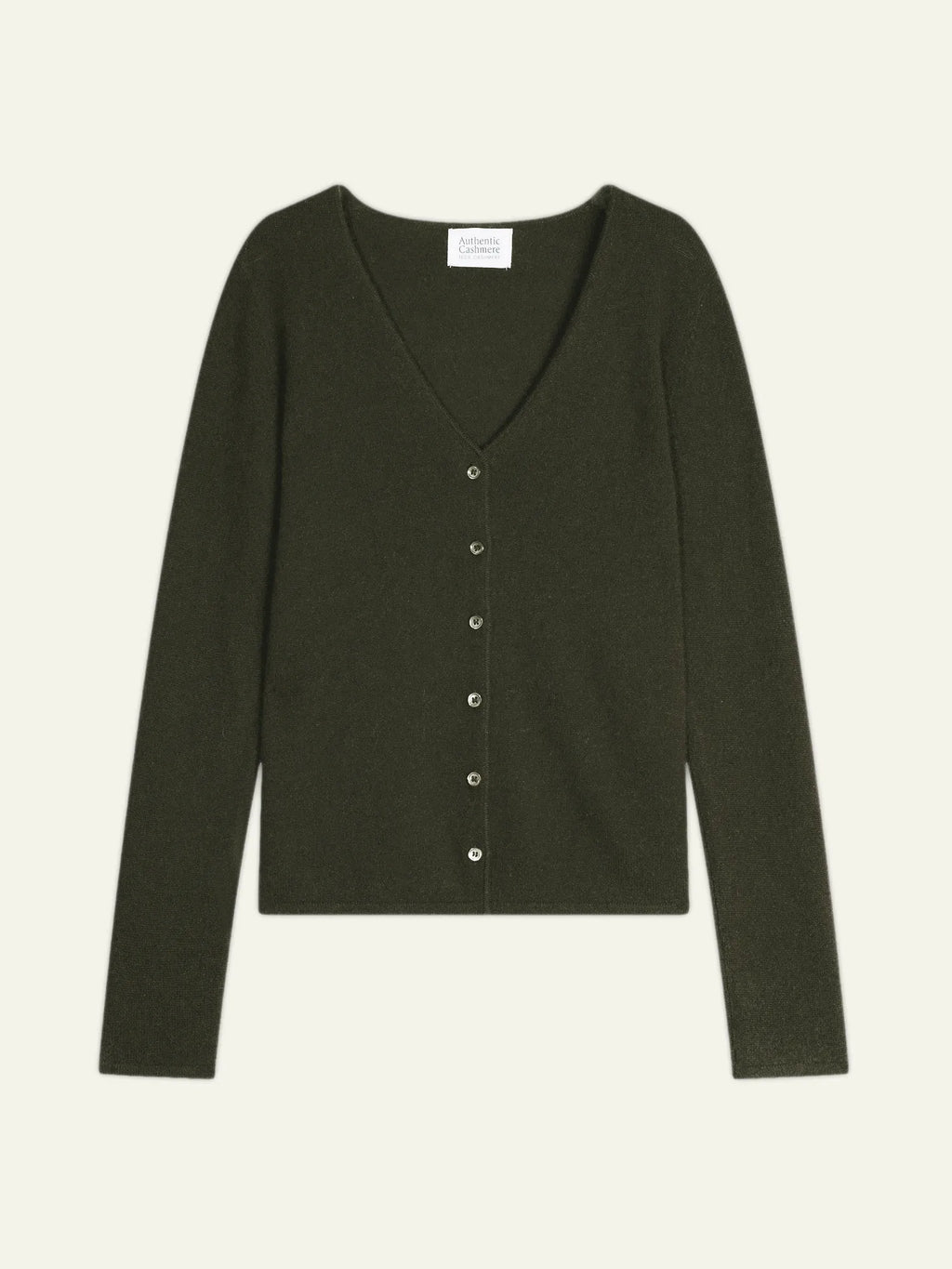 CHALAIS Strickjacke V-Ausschnitt Khaki