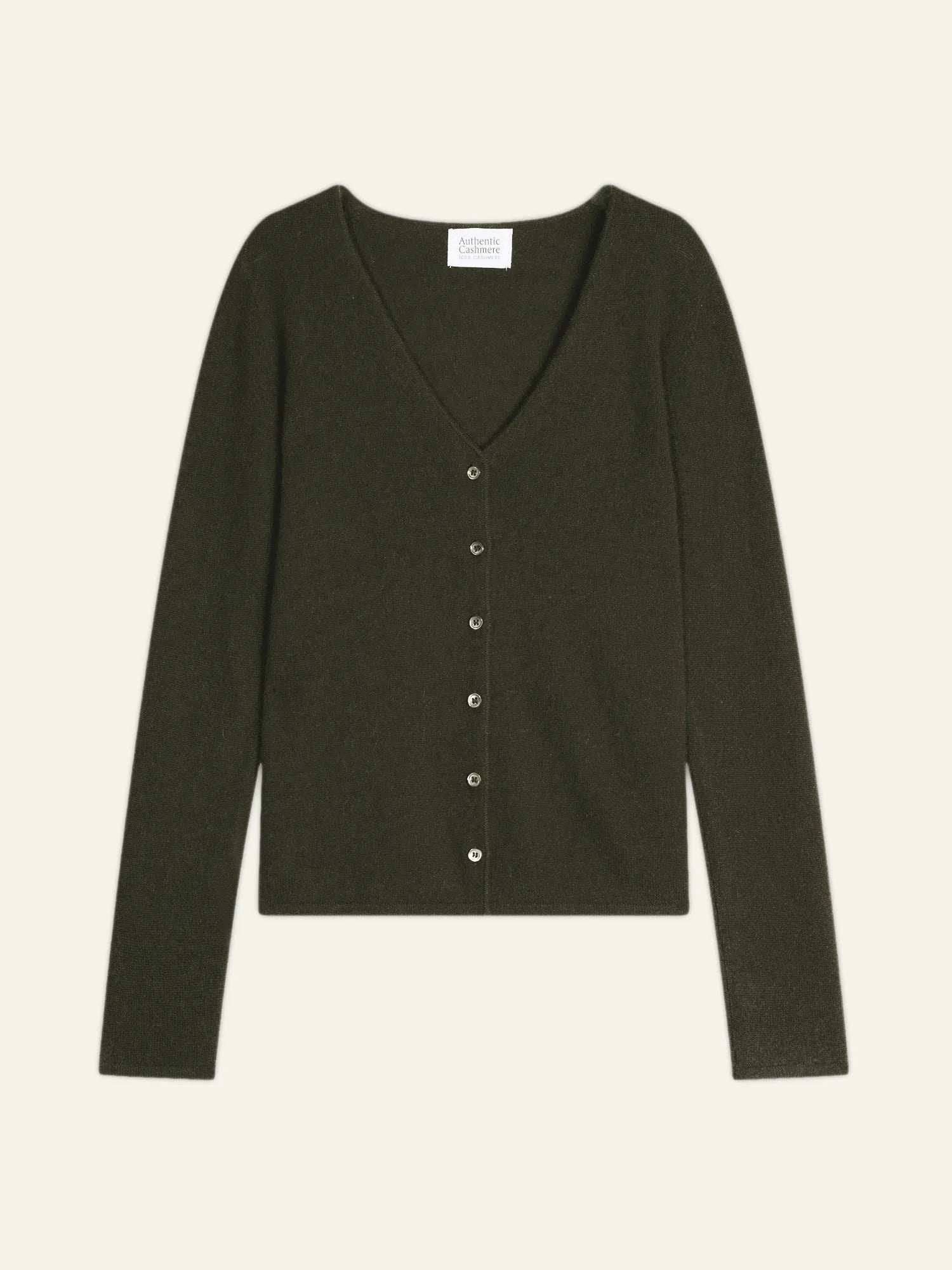 CHALAIS Strickjacke V-Ausschnitt Khaki