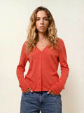 CHALAIS cardigan col V orange chiné