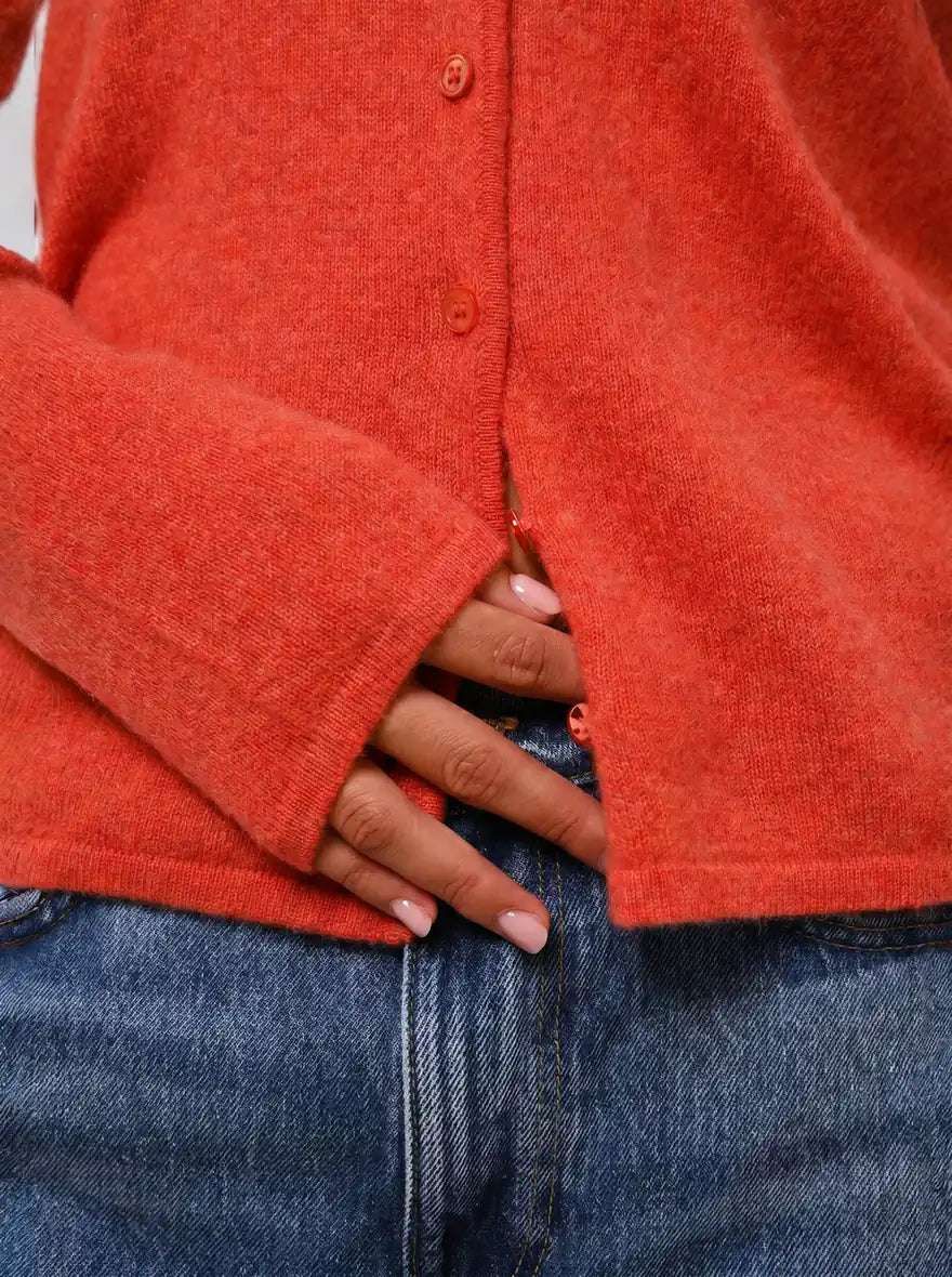 CHALAIS cardigan col V orange chiné