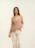 CHALAIS Cardigan Col V Camel Chiné