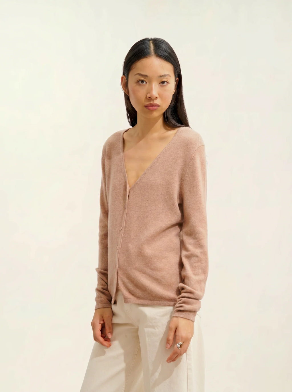 CHALAIS Cardigan Col V Camel Chiné