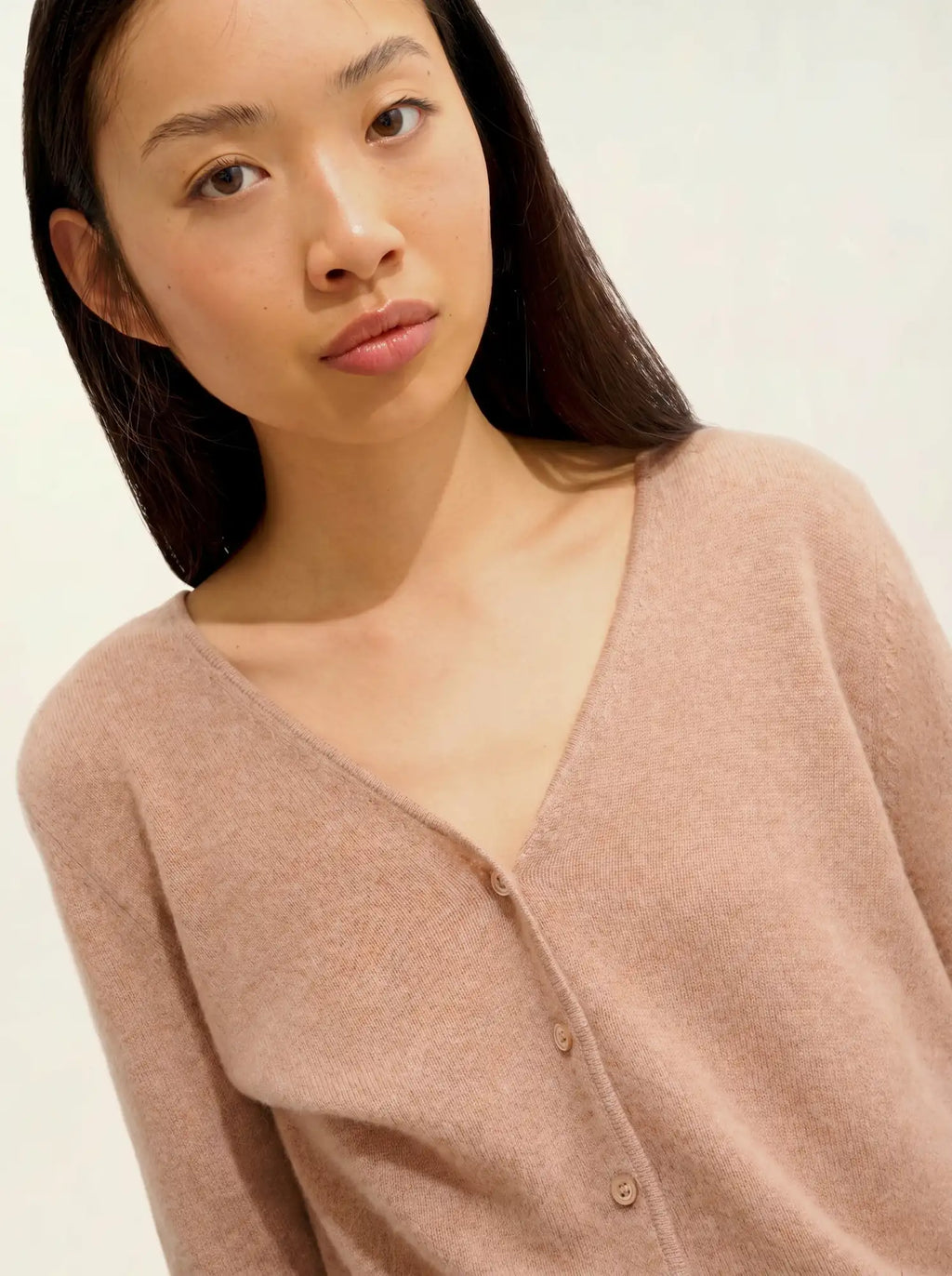CHALAIS Cardigan Col V Camel Chiné