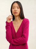 CHALAIS Strickjacke V-Ausschnitt Fuchsia