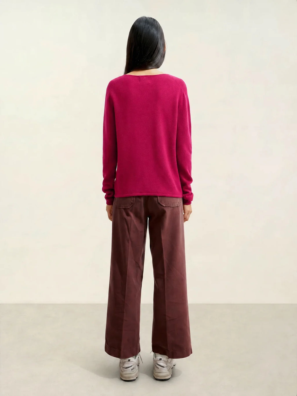 CHALAIS Strickjacke V-Ausschnitt Fuchsia