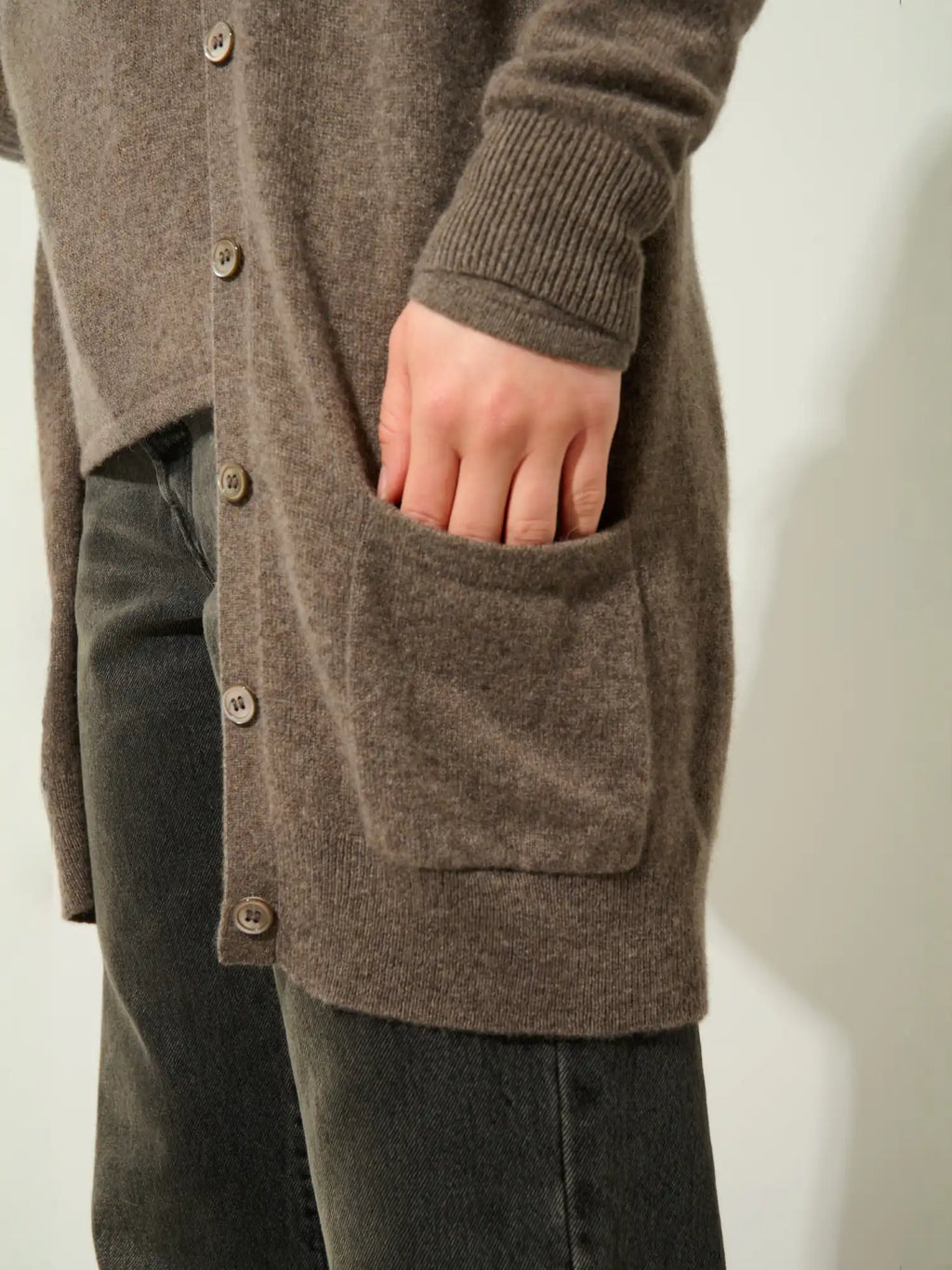 CIMET cardigan col V taupe chiné