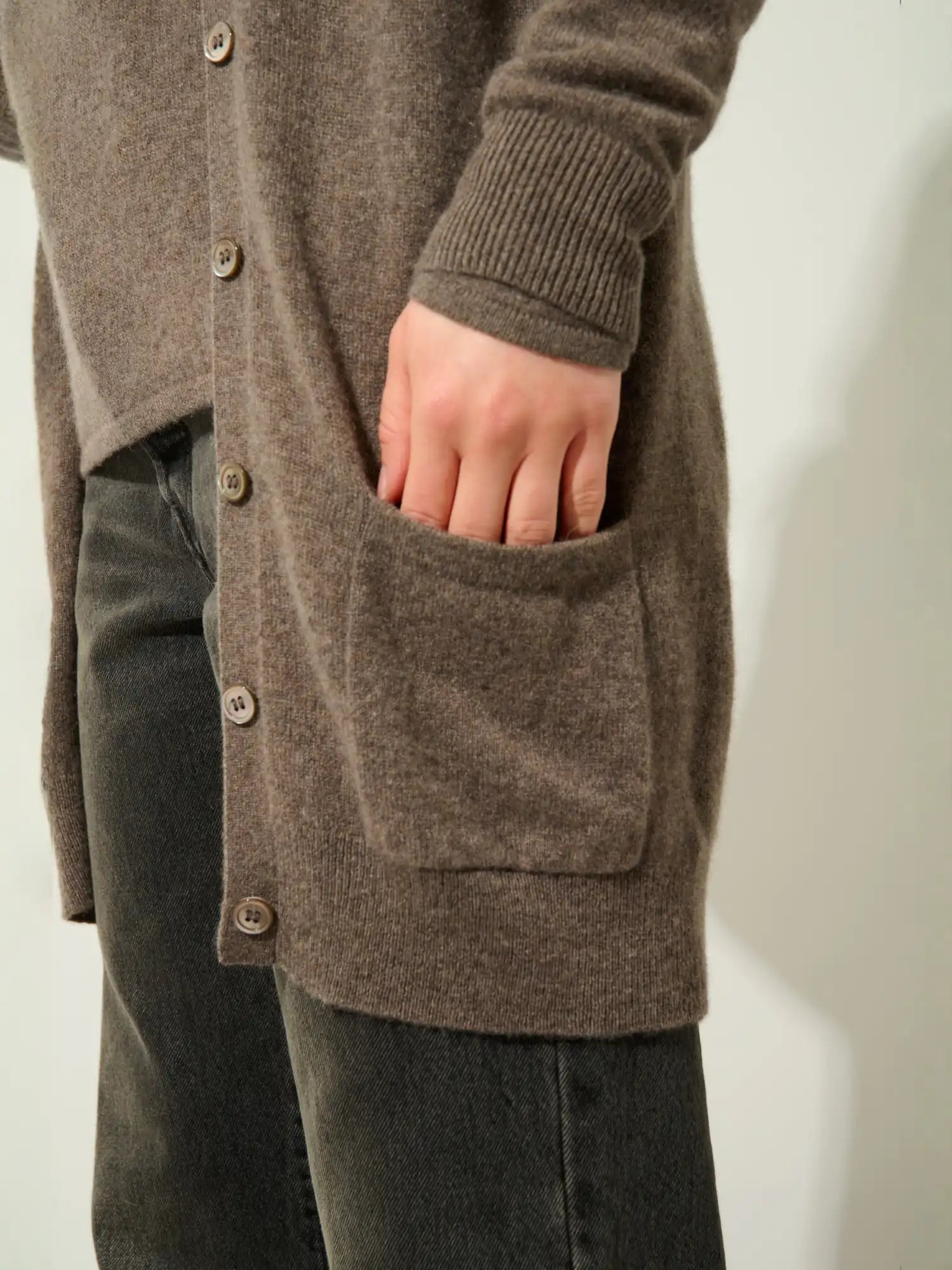 CIMET cardigan col V taupe chiné