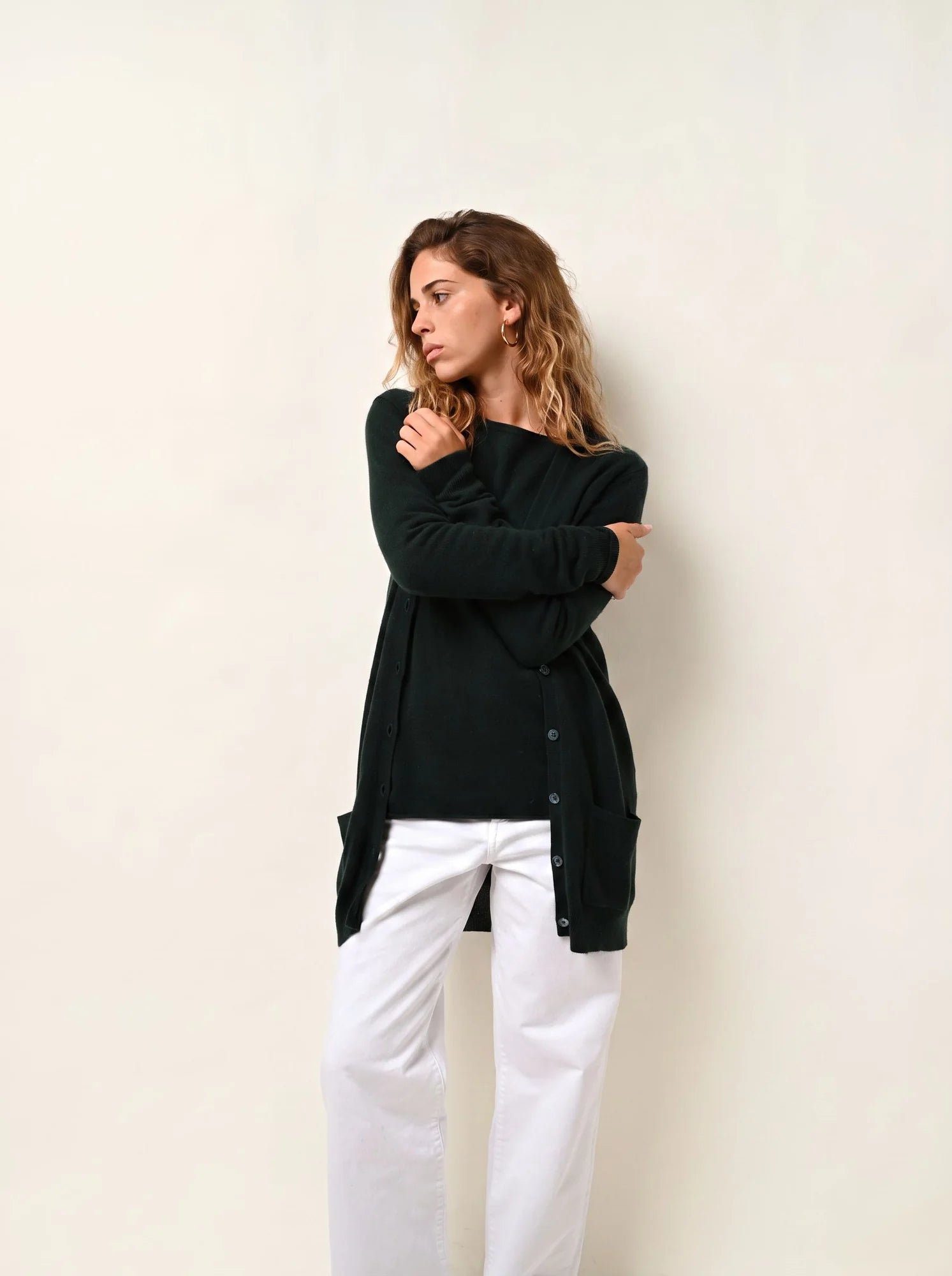 CIMET cardigan col V cyprès