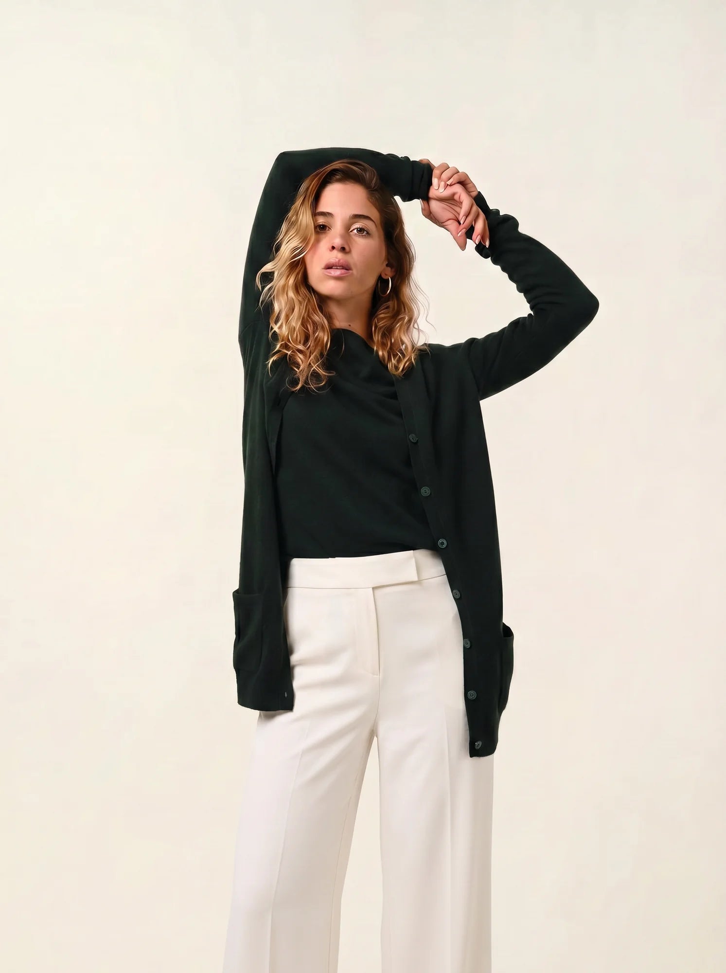 CIMET cardigan col V cyprès