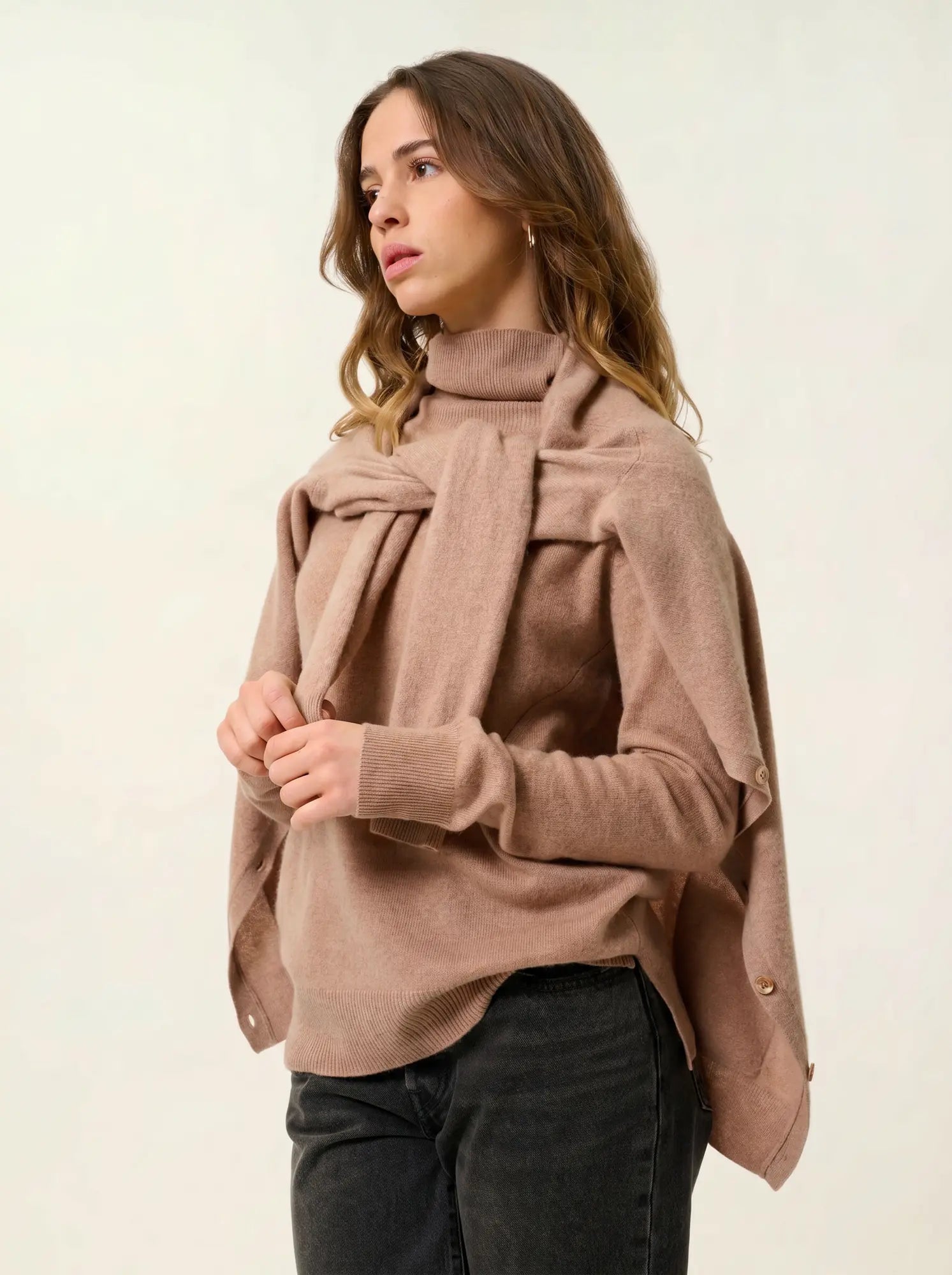CIMET cardigan col V camel chiné