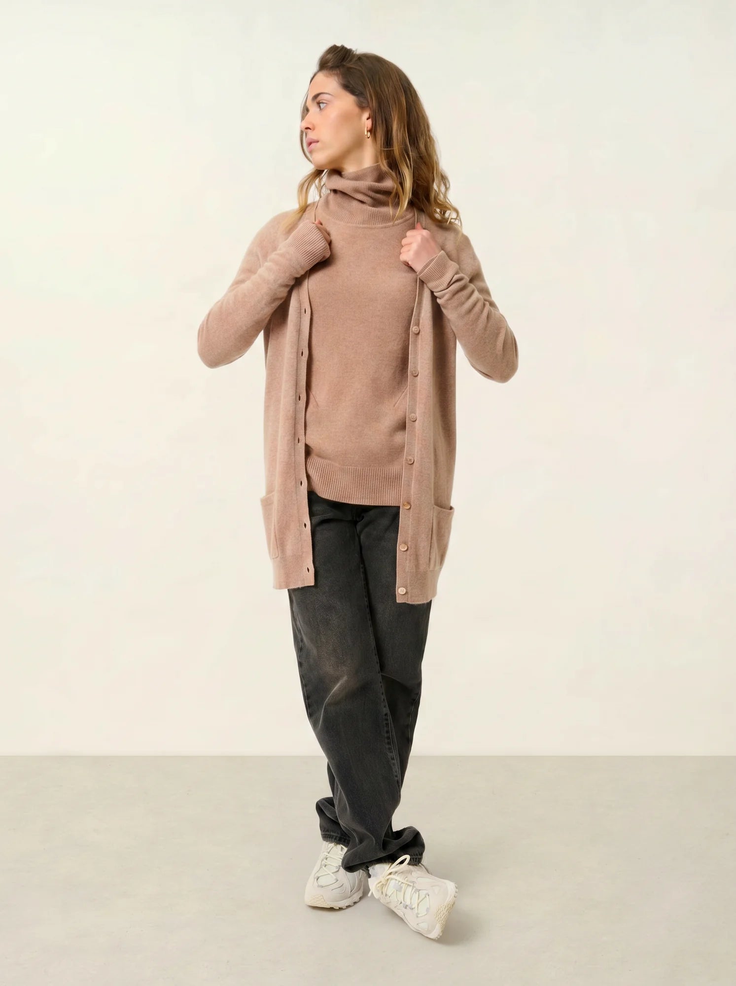 CIMET cardigan col V camel chiné