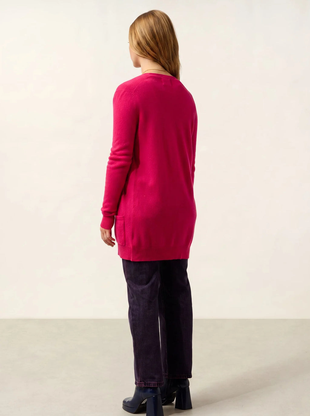 CIMET Strickjacke V-Ausschnitt Fuchsia