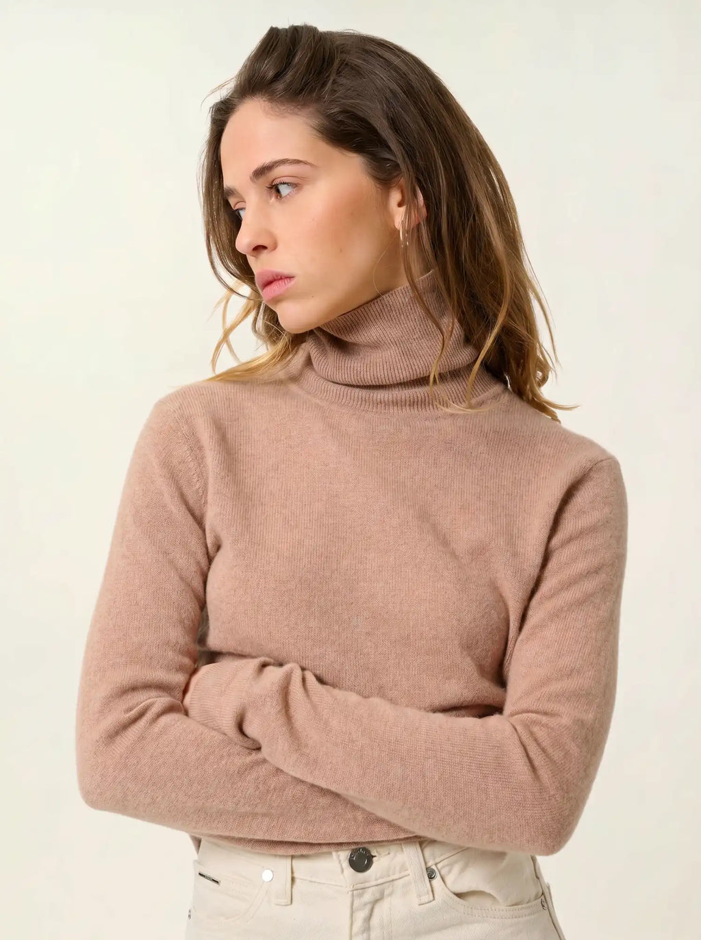 BISE pull col roulé camel chiné