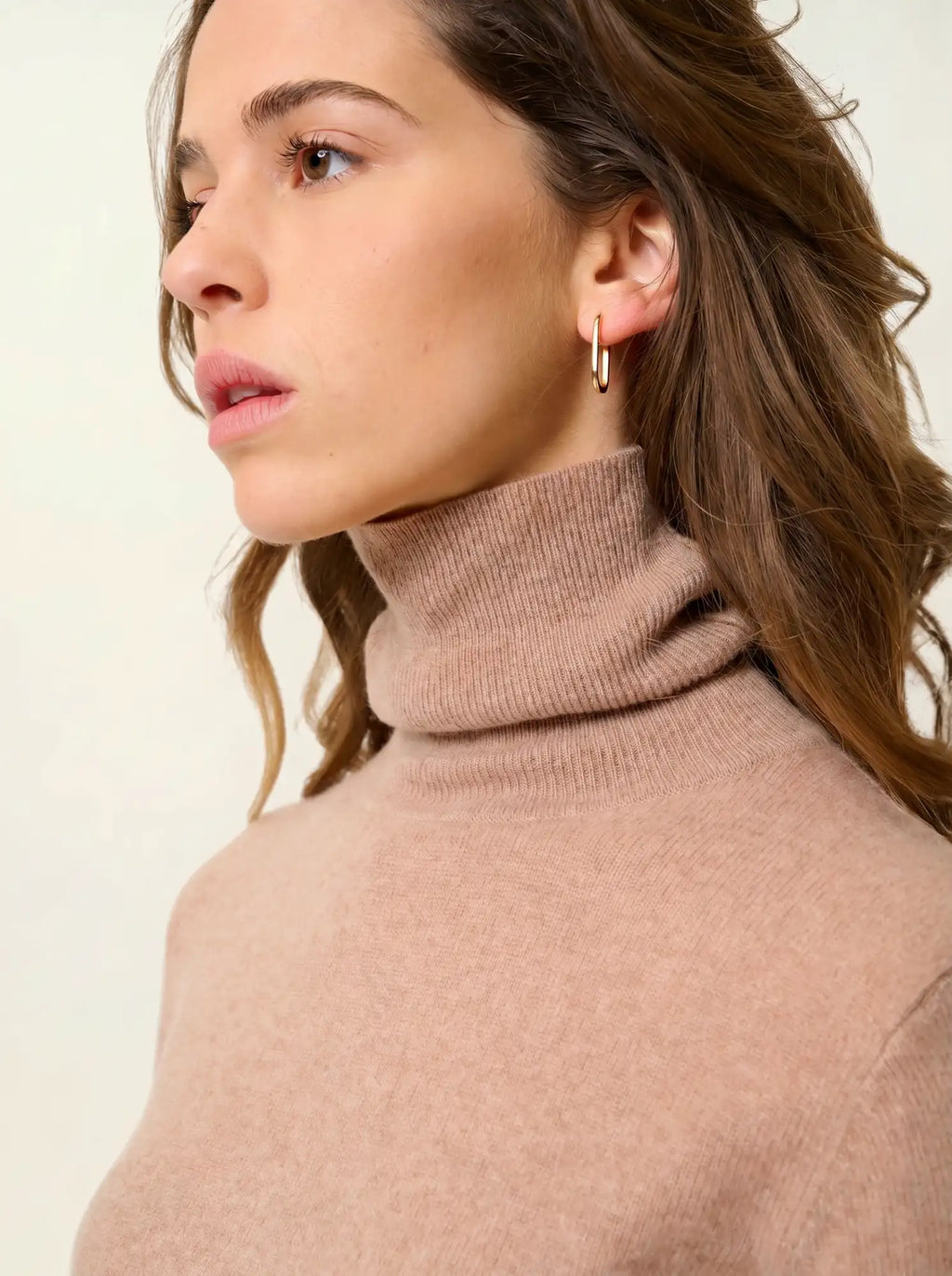 BISE pull col roulé camel chiné