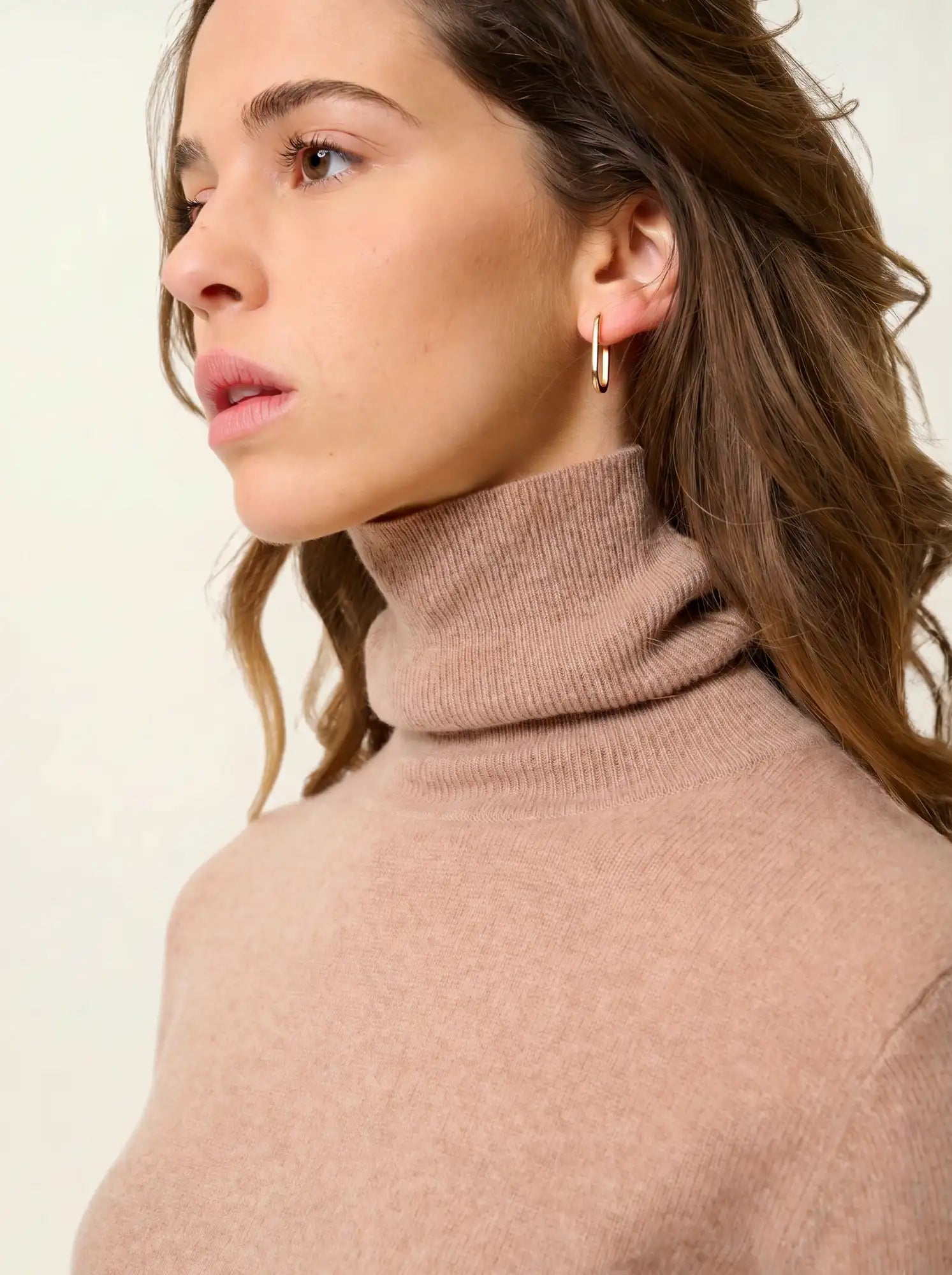 BISE pull col roulé camel chiné