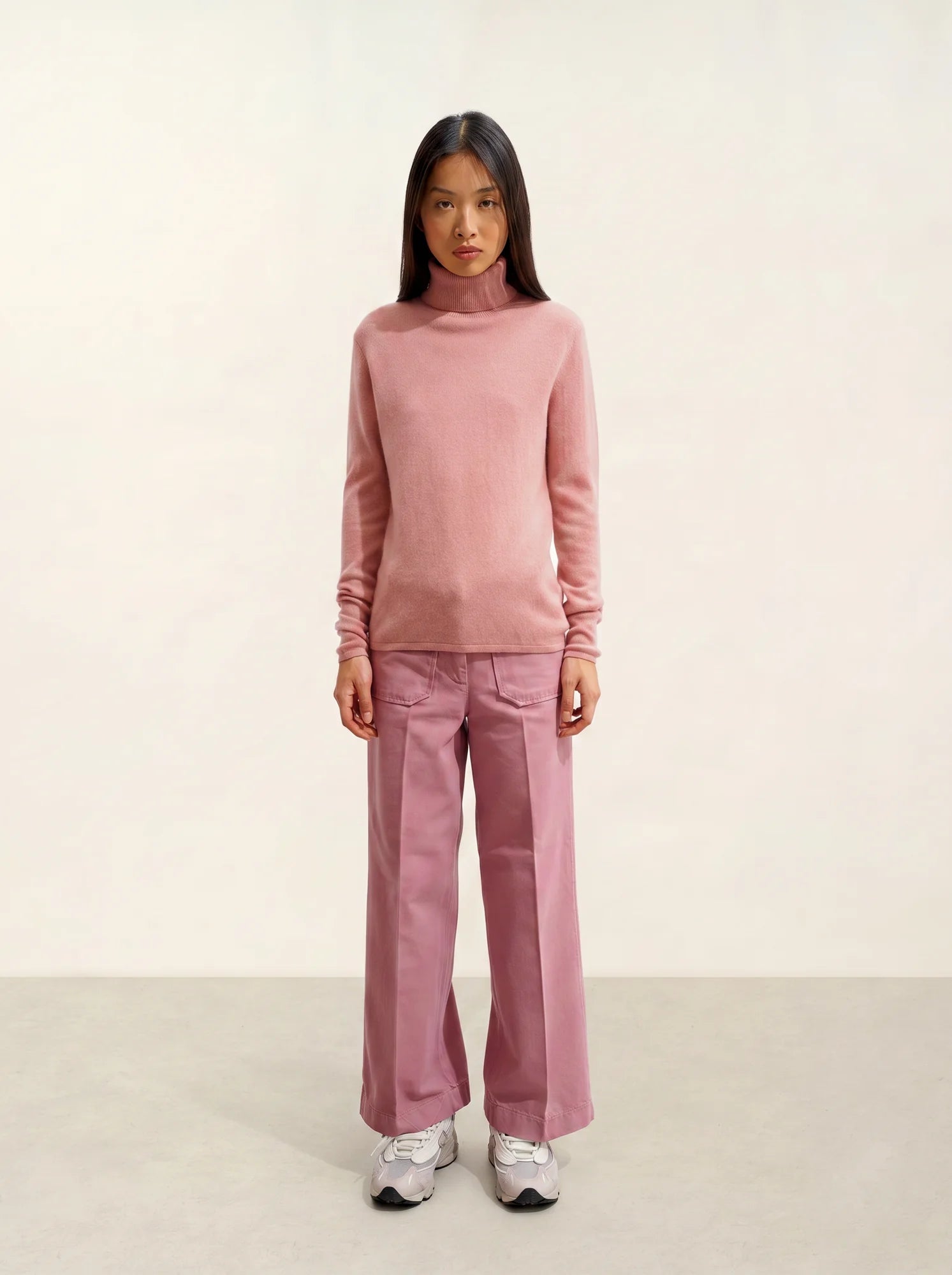 BISE pull col roulé bois de rose