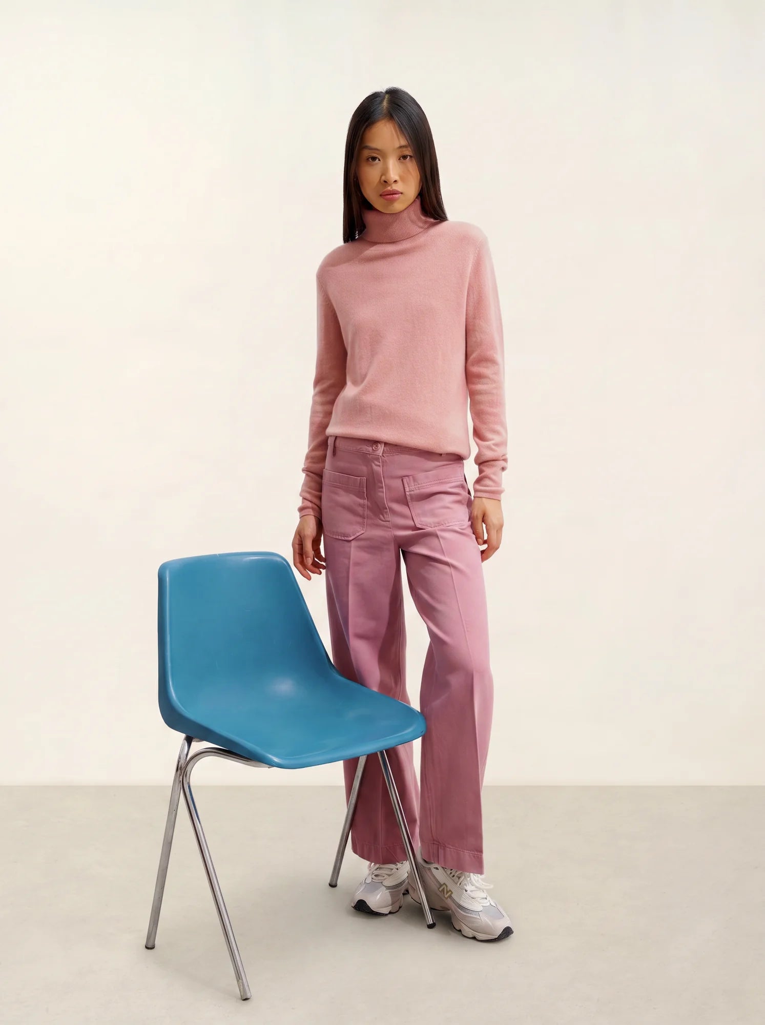 BISE pull col roulé bois de rose