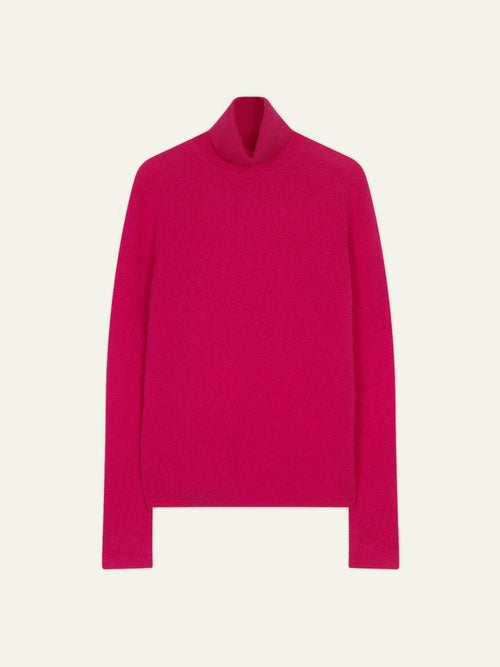 BISE pull col roulé fuchsia