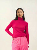 BISE pull col roulé fuchsia