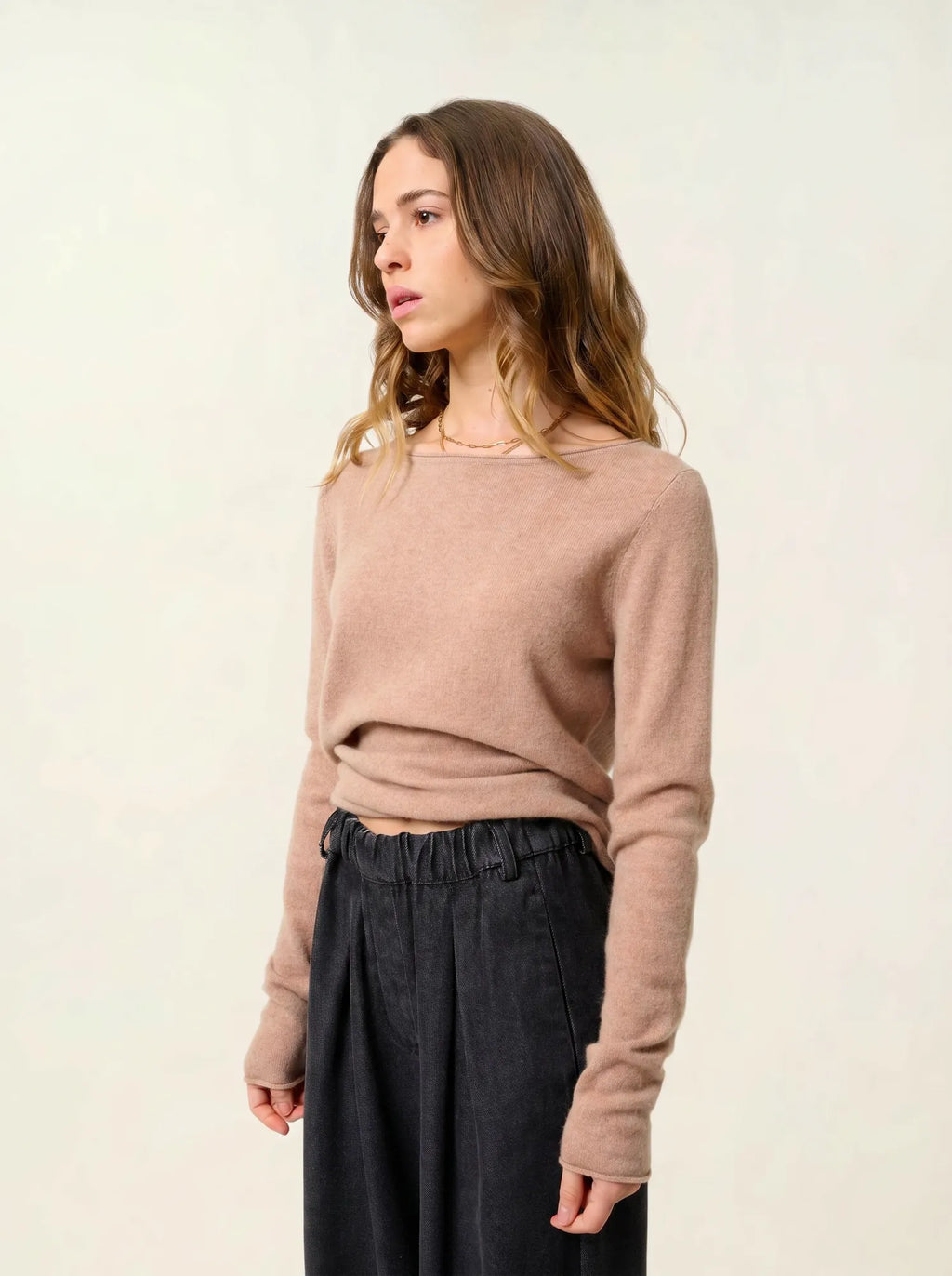 CRIOU pull col bateau camel chiné