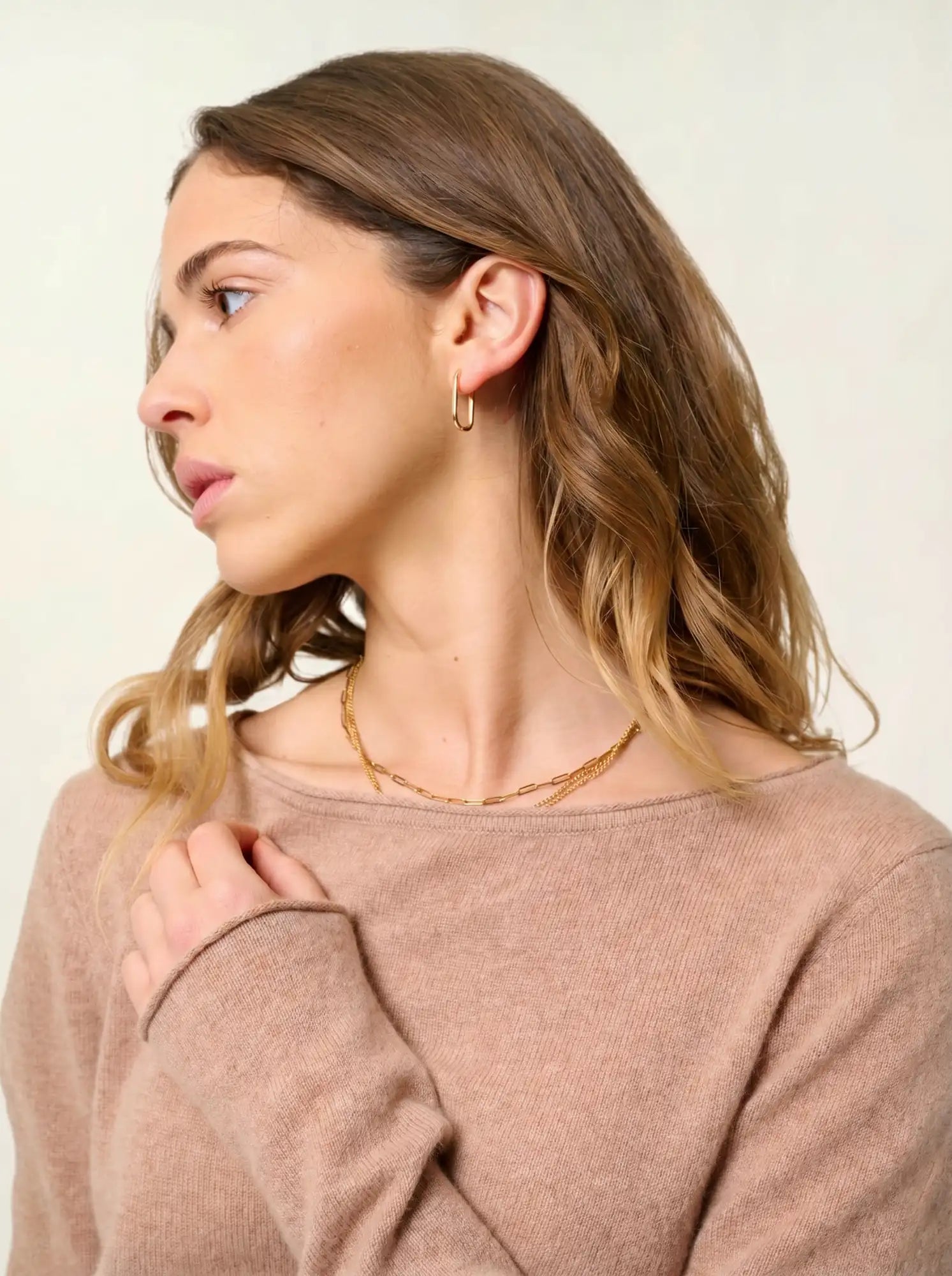 CRIOU pull col bateau camel chiné