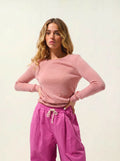 CRIOU Pullover U-Boot-Ausschnitt Rosenholz