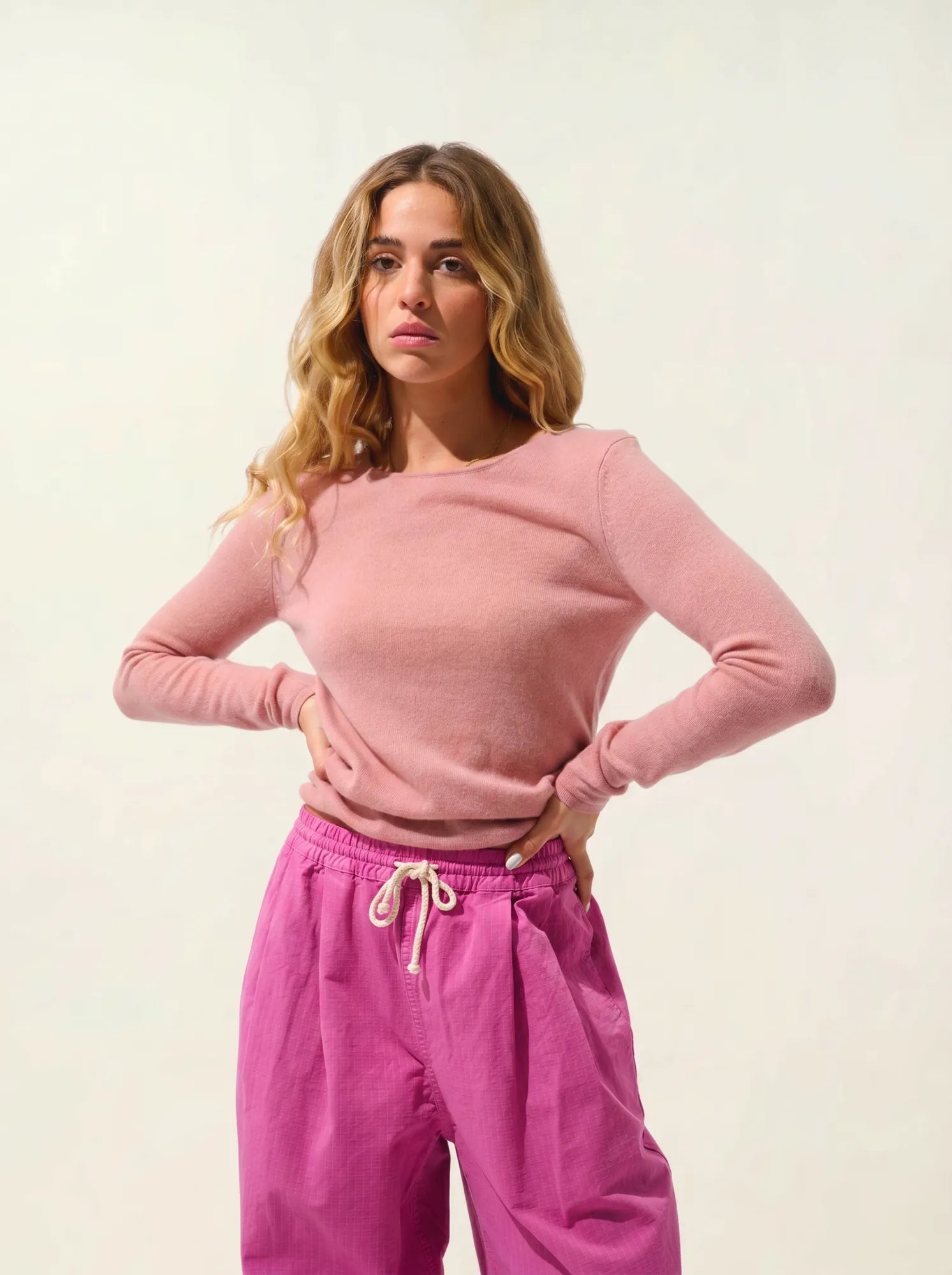 CRIOU Pullover U-Boot-Ausschnitt Rosenholz